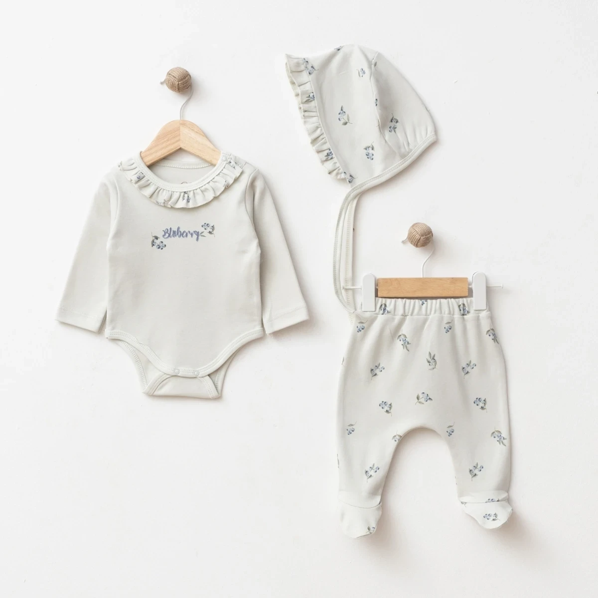 BLUEBERRY BASKILI BADYLİ KIZ BEBE TAKIM 4085