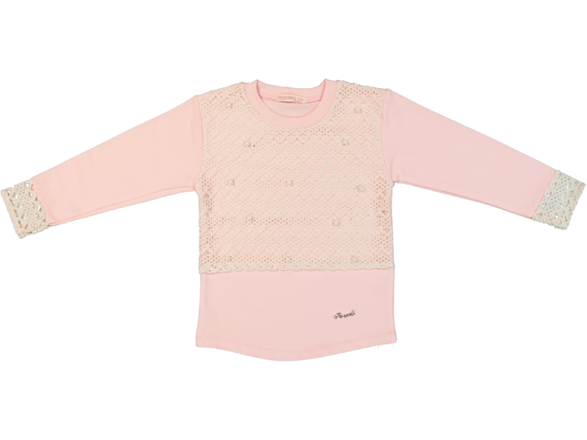 BONCUK İŞLEMELİ GÜPÜR GARNİLİ KIZ ÇOCUK SWEAT 7710