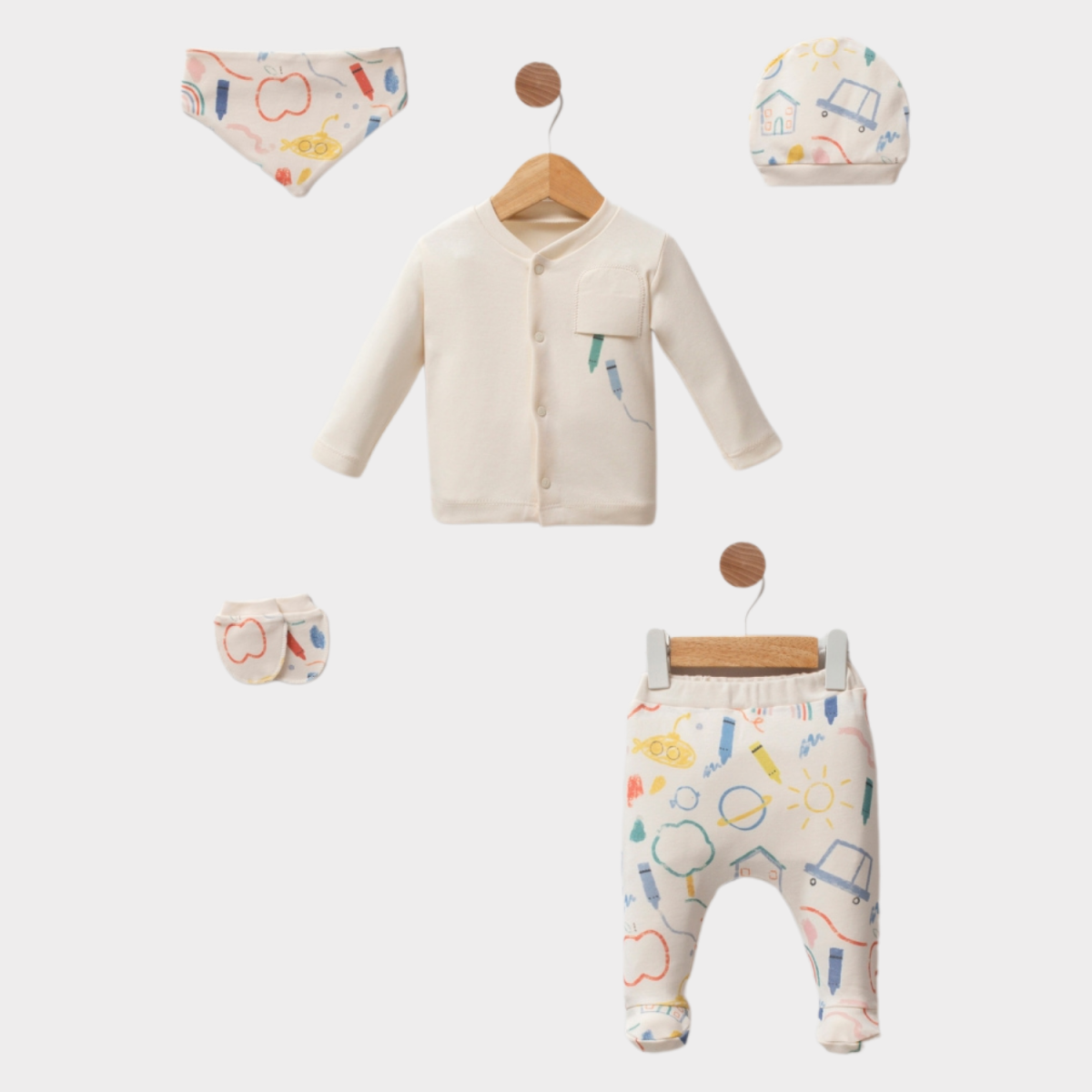 BOYAMA TEMALI 5 Lİ BEBE ZIBIN TAKIM 5054