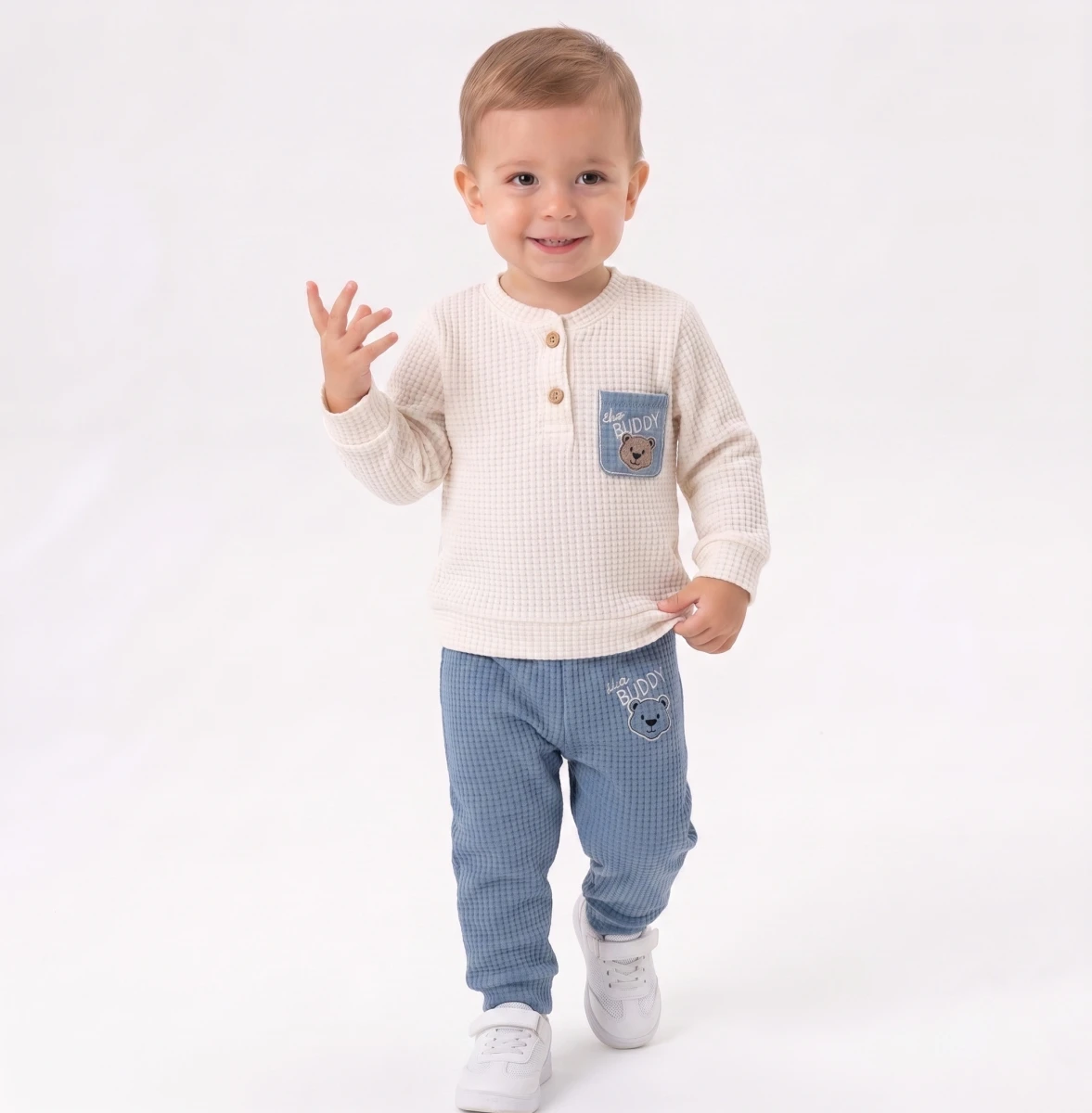 BUDY NAKIŞLI WAFFLE ERKEK BEBE TAKIM 27180
