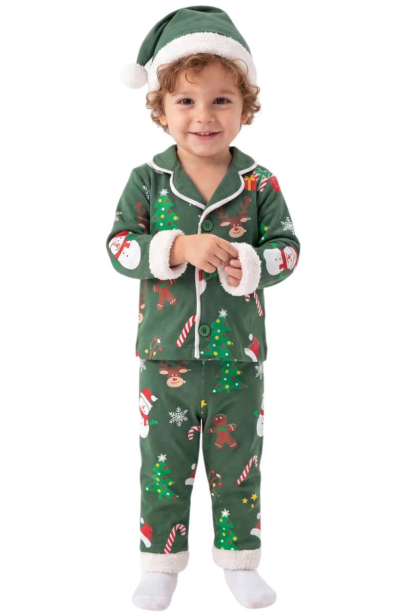 ÇAM AĞAÇLI NOEL ERKEK BEBE PİJAMA TAKIM 8587