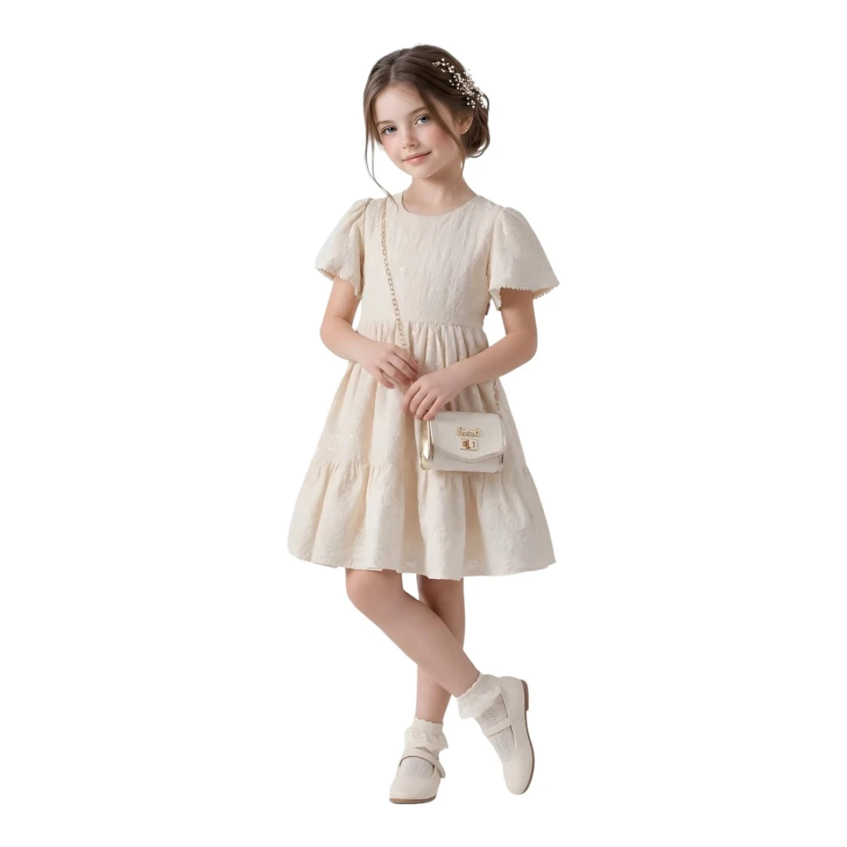 ÇANTA AKSESUARLI KIZ ÇOCUK ELBİSE 2874