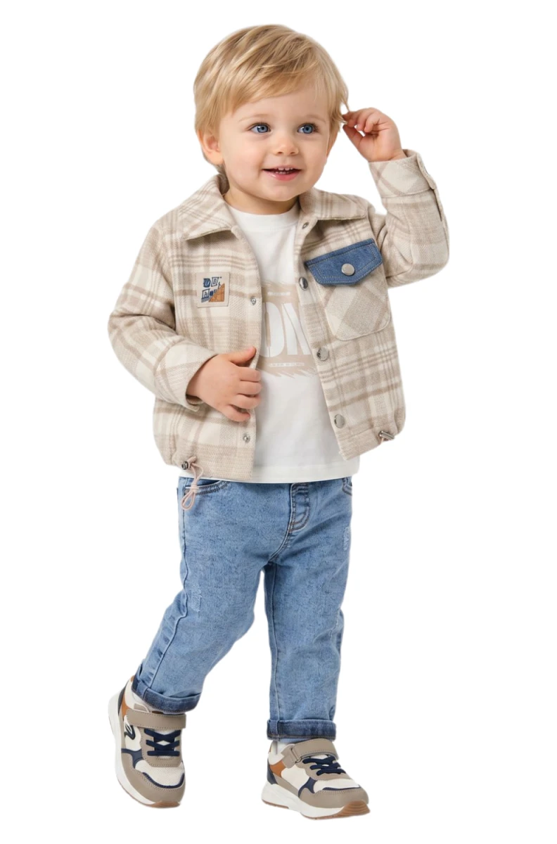 EKOSE DESEN CEKETLİ 3 LÜ ERKEK BEBE TAKIM 8026