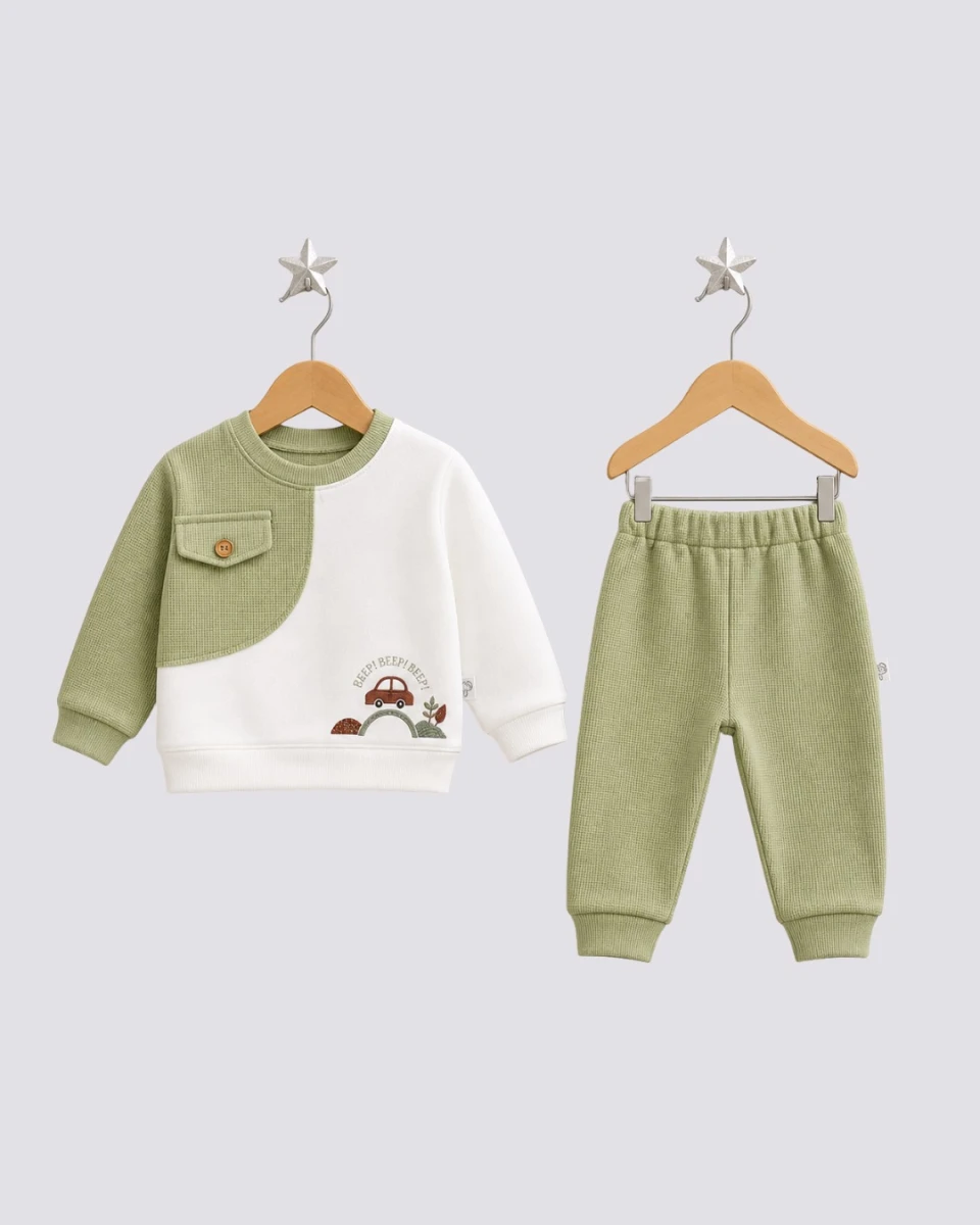 CEP DETAYLI ARABA BASKILI 2 Lİ ERKEK BEBE TAKIM 9176