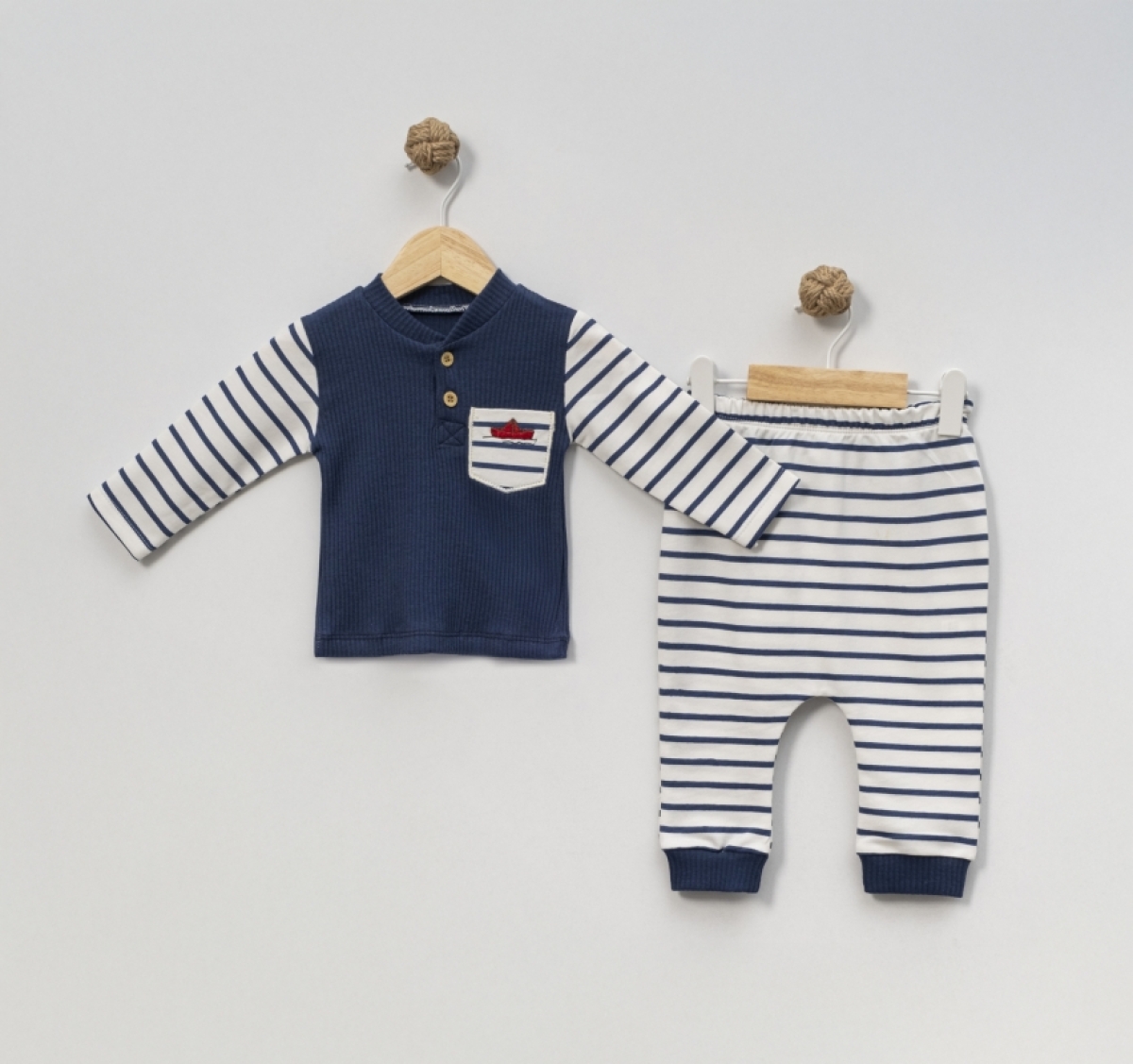 CEP NAKIŞLI ÇİZGİLİ BEBE ERKEK TAKIM 1345