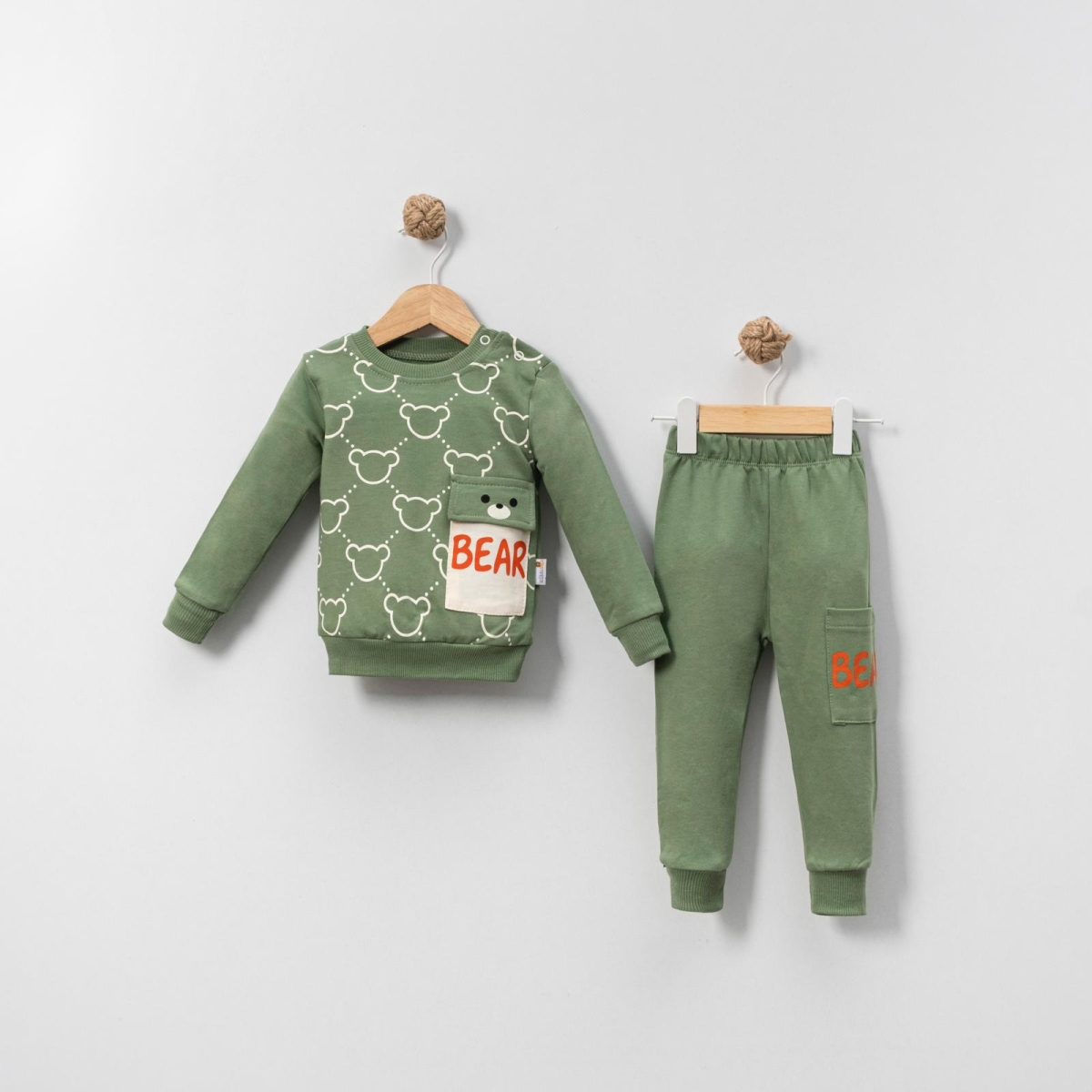 CEPLİ BEAR BASKILI PENYE BEBE TAKIM 245