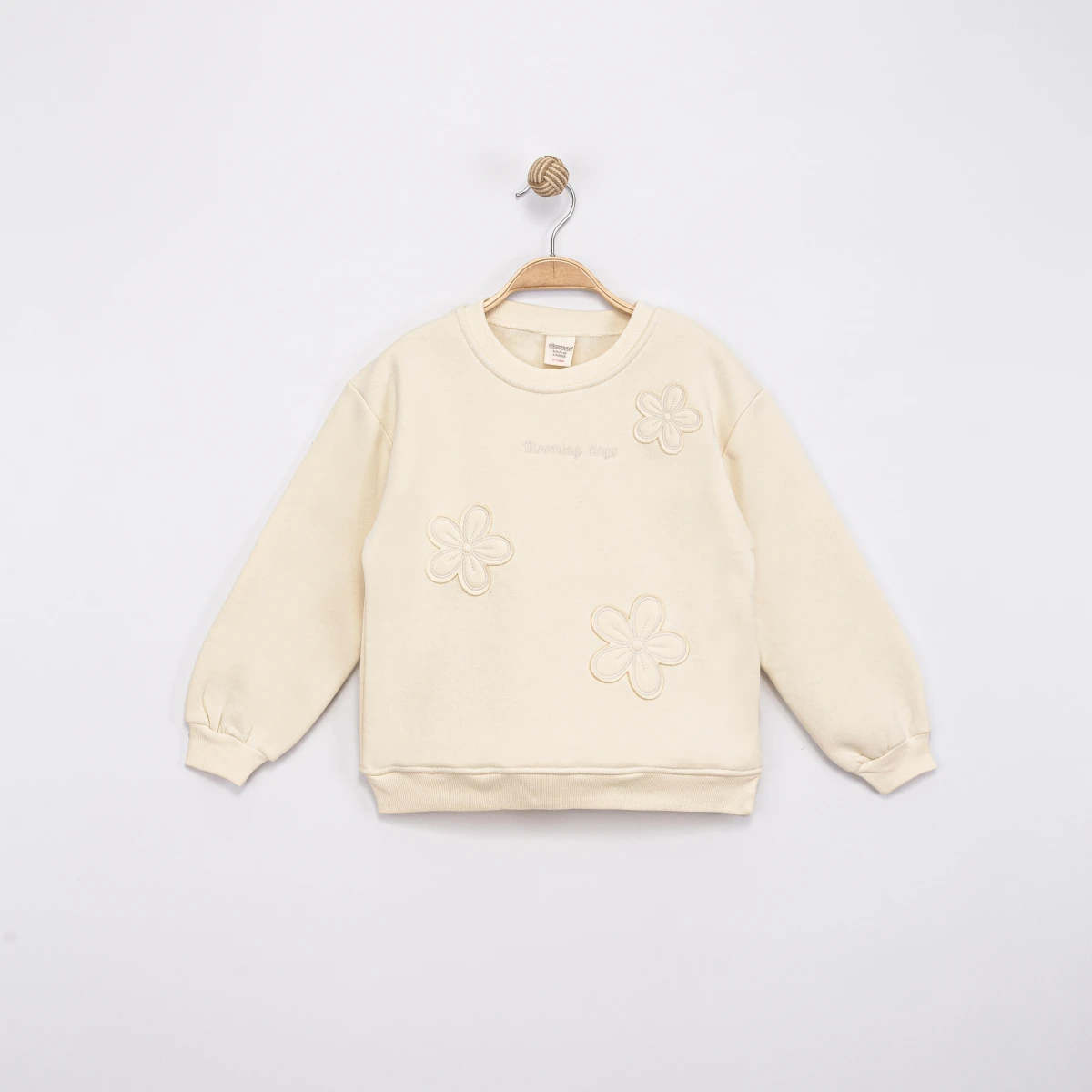 ÇİÇEK APLİKELİ 3 İP KIZ ÇOCUK  SWEAT 0263-3