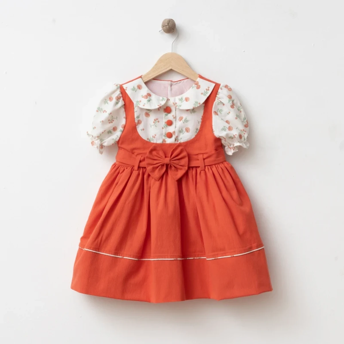 ÇİÇEK BASKILI BEBE YAKALI KIZ ÇOCUK ELBİSE 6041