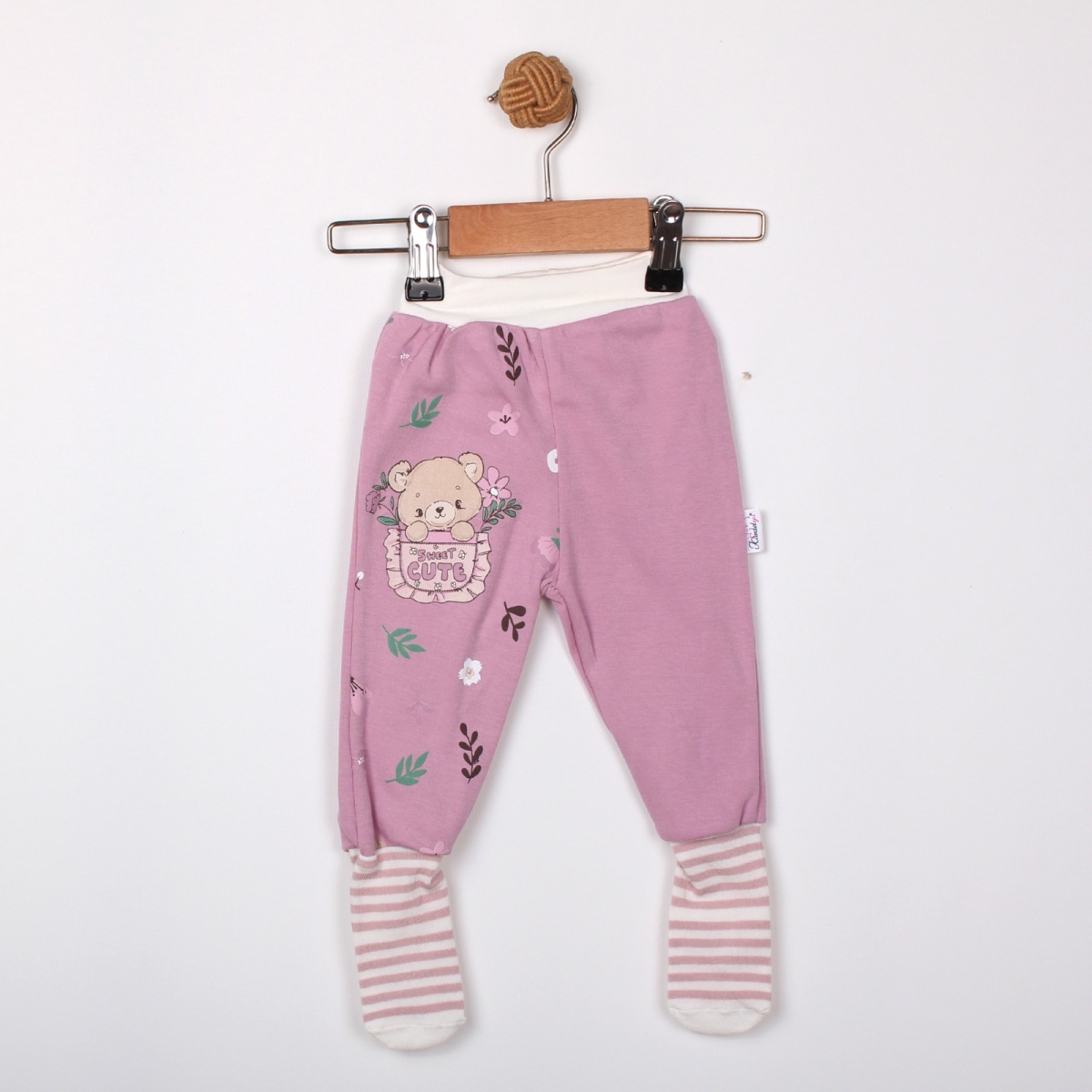 ÇİÇEK BASKILI ÇORAPLI BEBE TEK ALT 5248