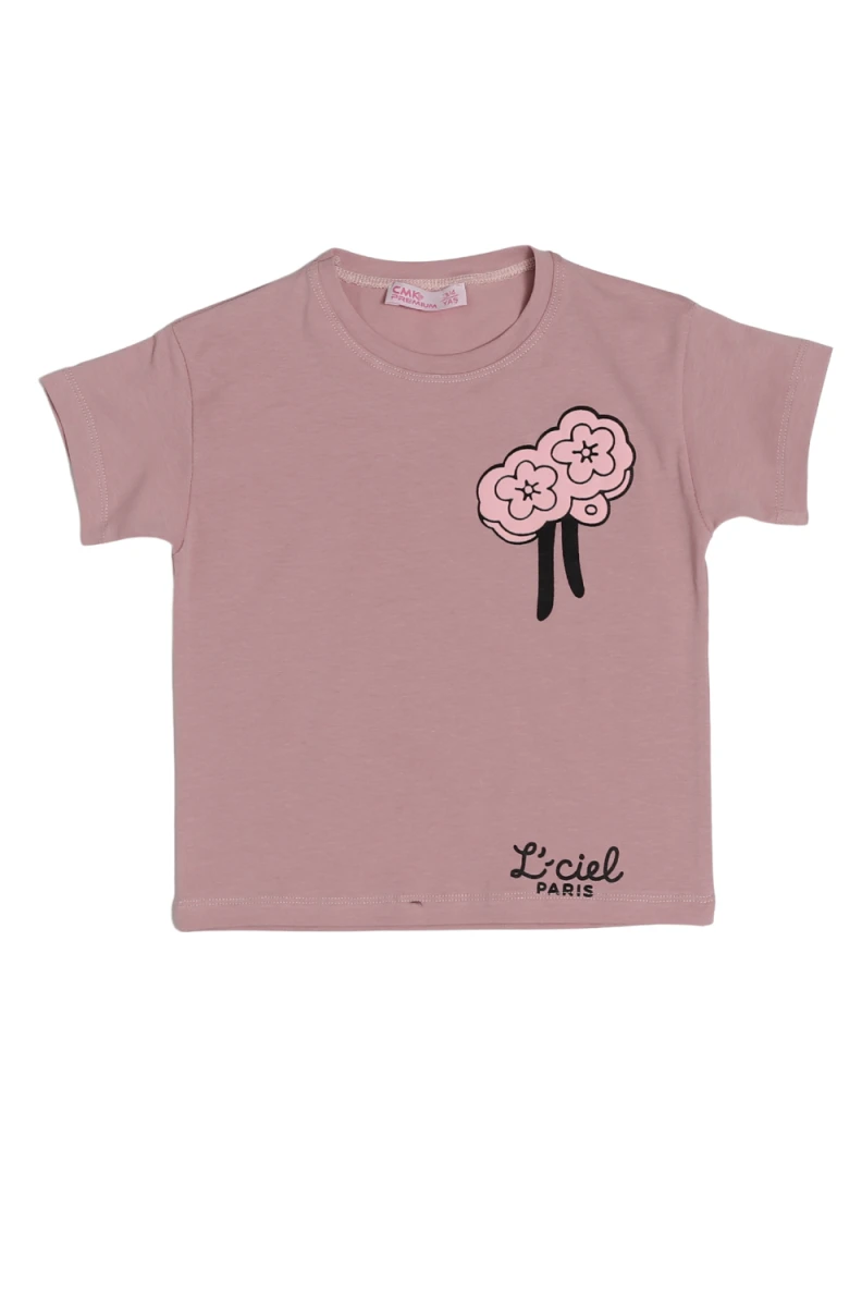 ÇİÇEK BASKILI KIZ ÇOCUK TİŞÖRT 80410