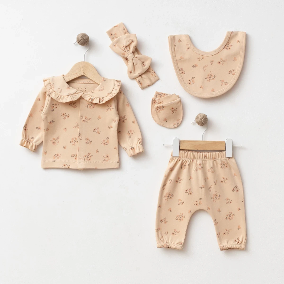 ÇİÇEK BASKILI MAYA KIZ BEBE 5 Lİ ZIBIN SET 5087