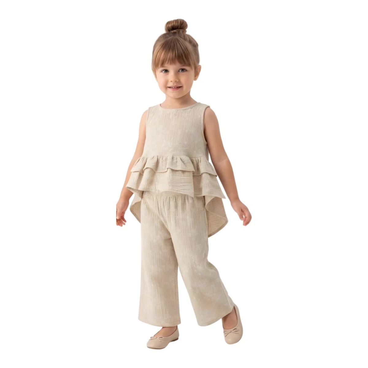 ÇİÇEK BASKILI PANTALONLU IZ ÇOCUK TAKIM 26166