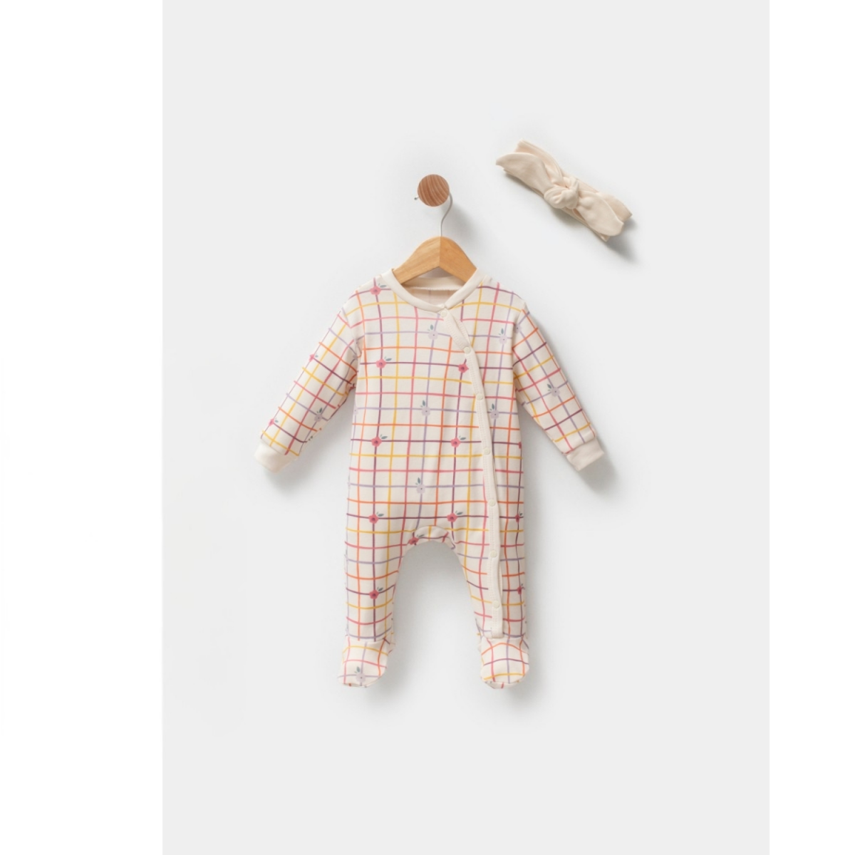 ÇİÇEK BASKILI PENYE EKOSE BEBE TULUM 1053