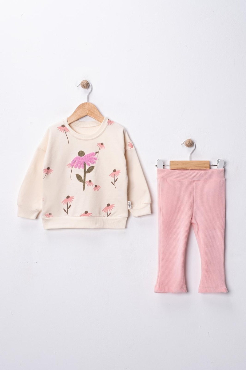 ÇİÇEK BASKILI PENYE KIZ BEBE TAKIM 26627