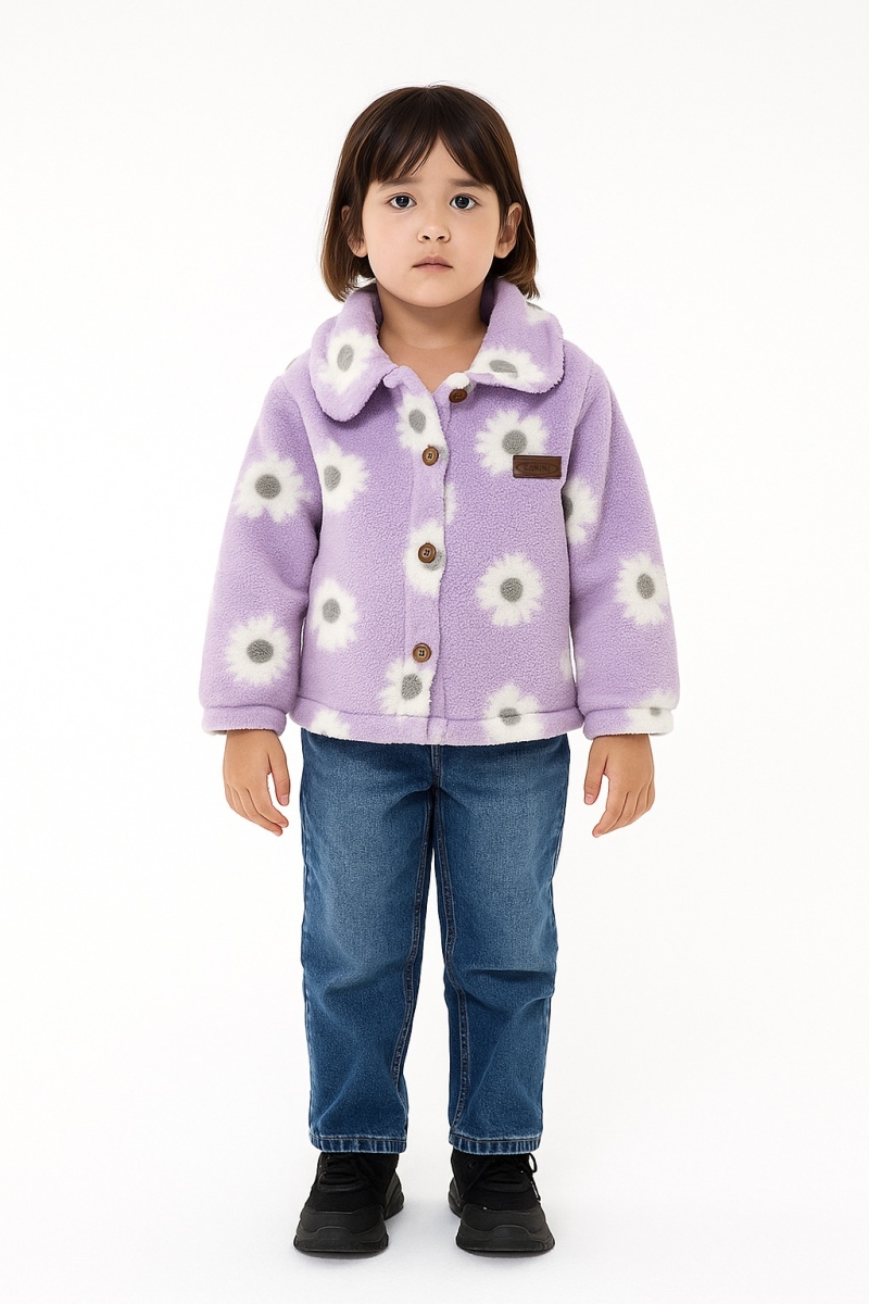 ÇİÇEK BASKILI WELSOFT ÇOCUK HIRKA 381