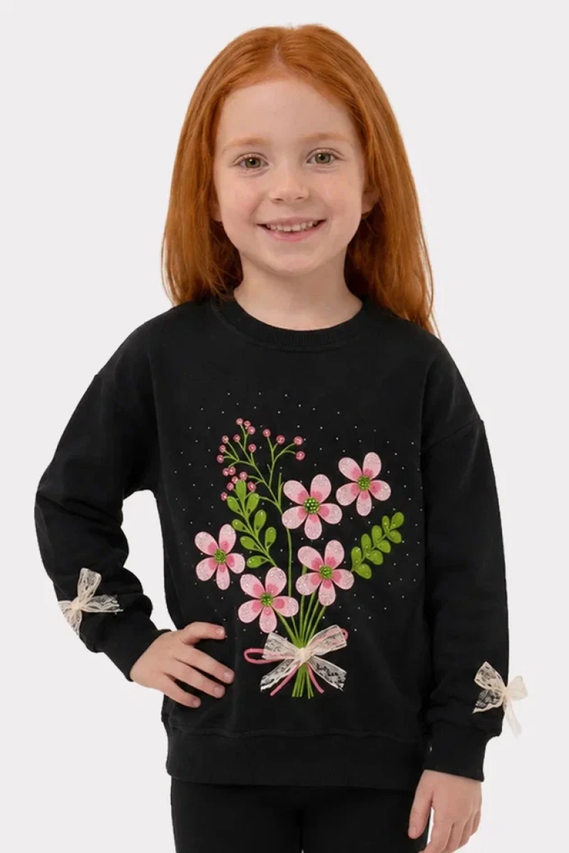 ÇİÇEK BUKETİ 2 İP KIZ ÇOCUK SWEAT R26645