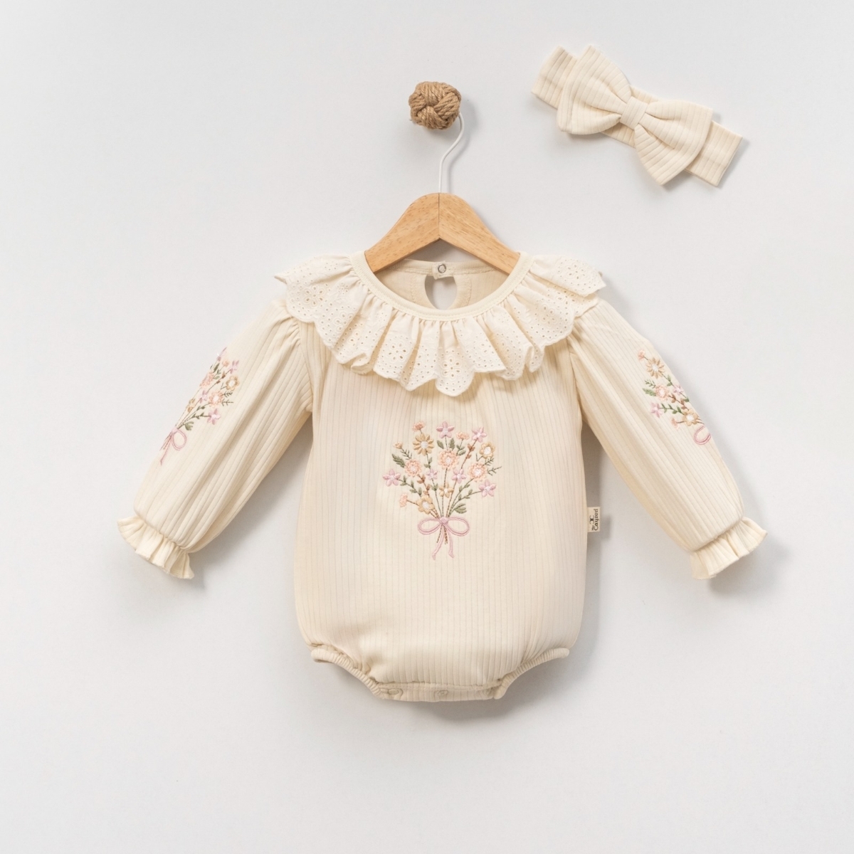 ÇİÇEK BUKETİ NAKIŞLI BEBE ROMPER 1112