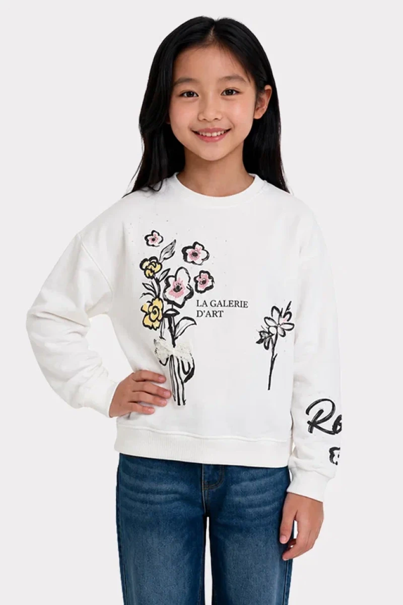 ÇİÇEK DESENLİ 2 İP KIZ ÇOCUK SWEAT R26747