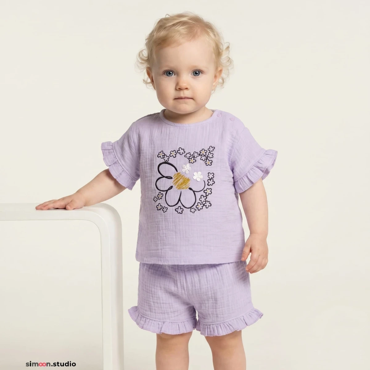 ÇİÇEK DESENLİ 2 Lİ YAZLIK KIZ BEBE TAKIM 2627