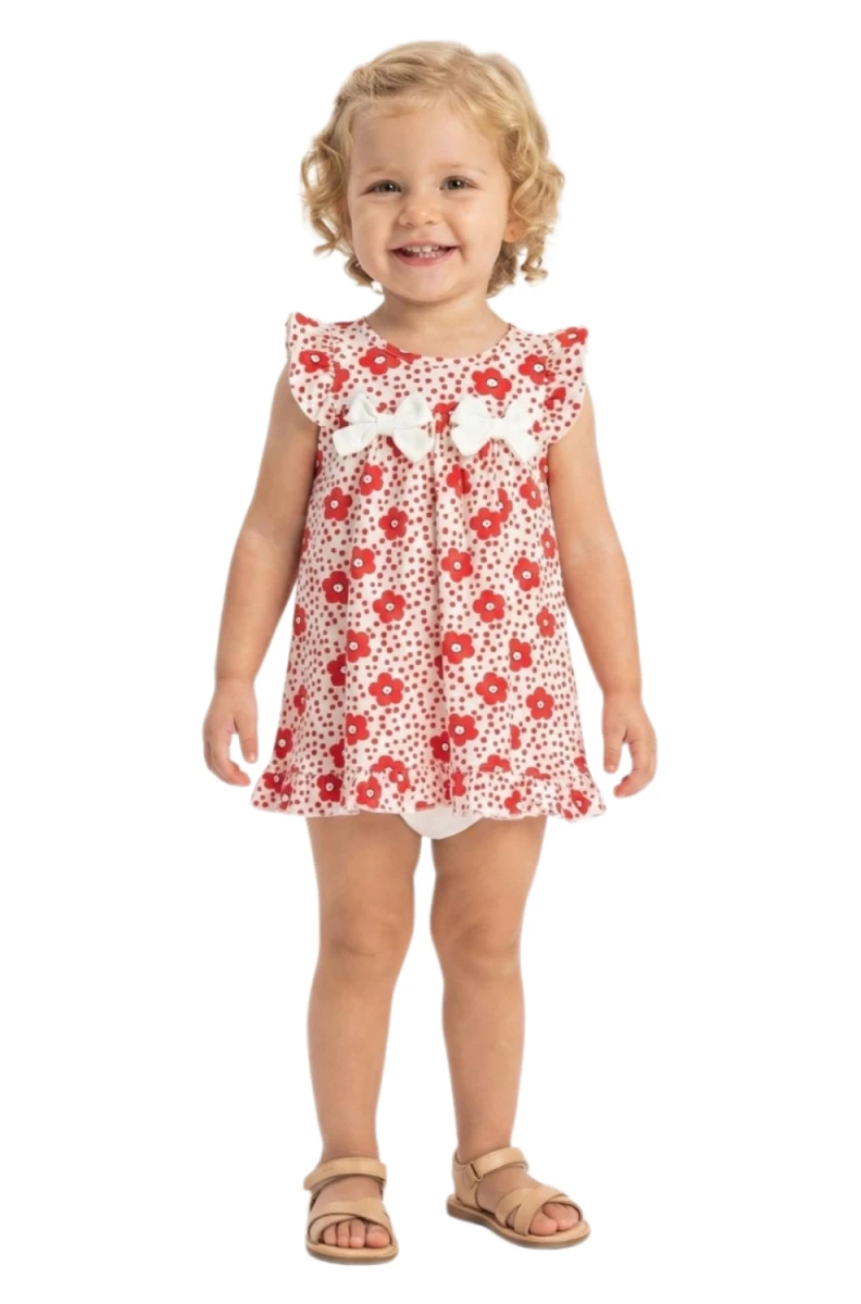 ÇİÇEK DESENLİ FİYONKLU KIZ BEBE TAKIM 25285
