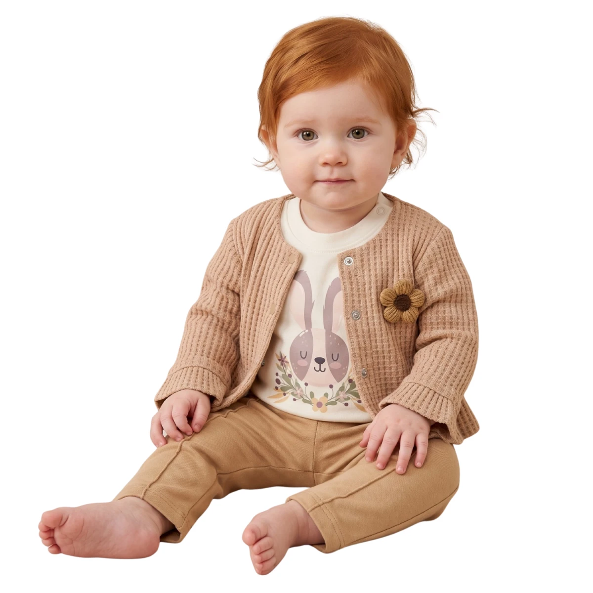 ÇİÇEK HIRKALI 3 LÜ KIZ BEBE TAKIM 3386