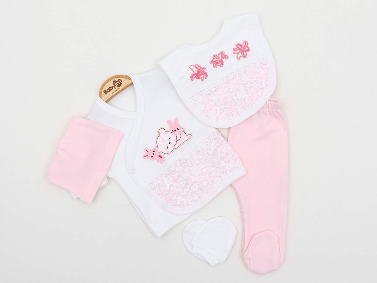 ÇİÇEK NAKIŞLI  5 Lİ BEBE ZIBIN TAKIM 2287