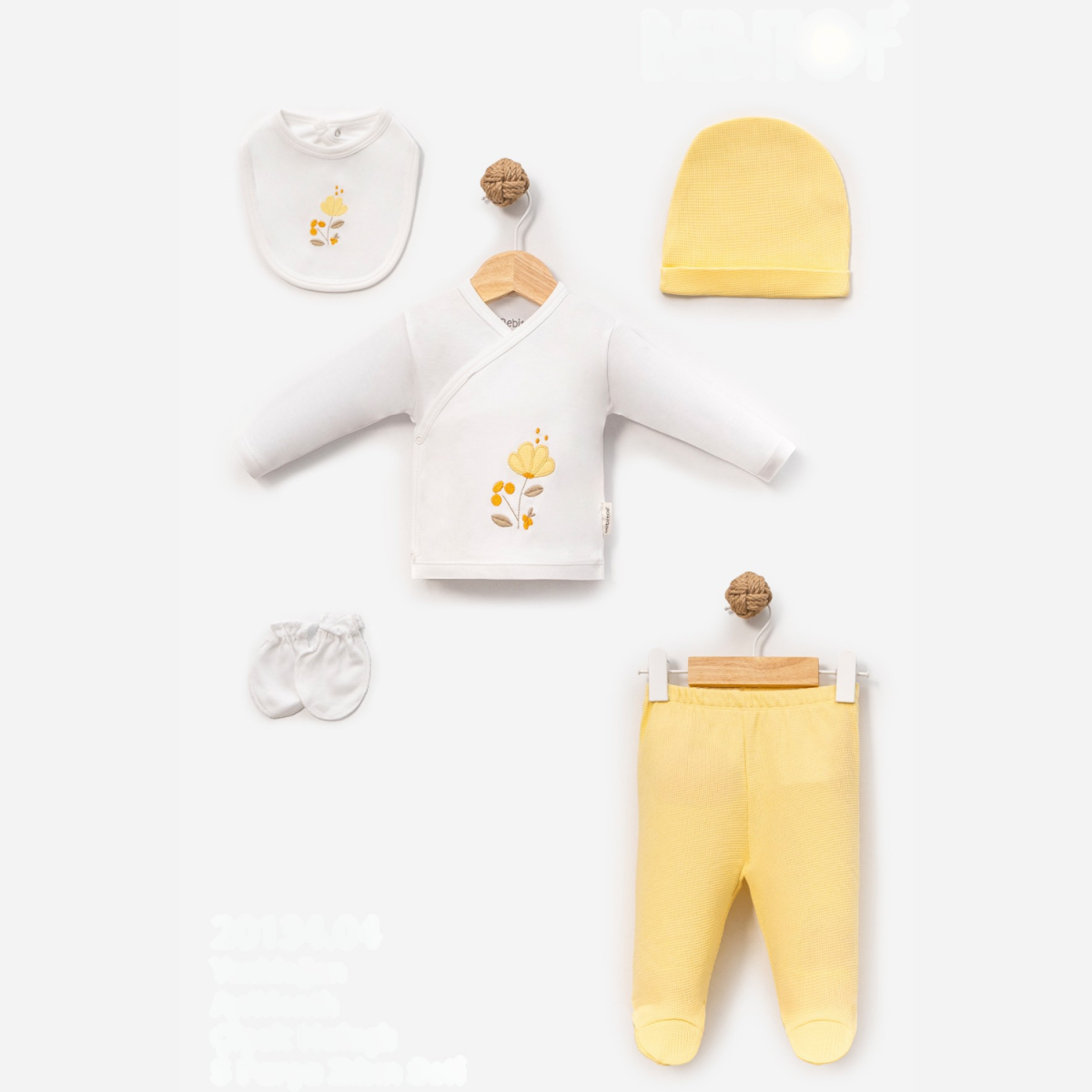 ÇİÇEK NAKIŞLI KIZ BEBE 5 Lİ ZIBIN SETİ 20134