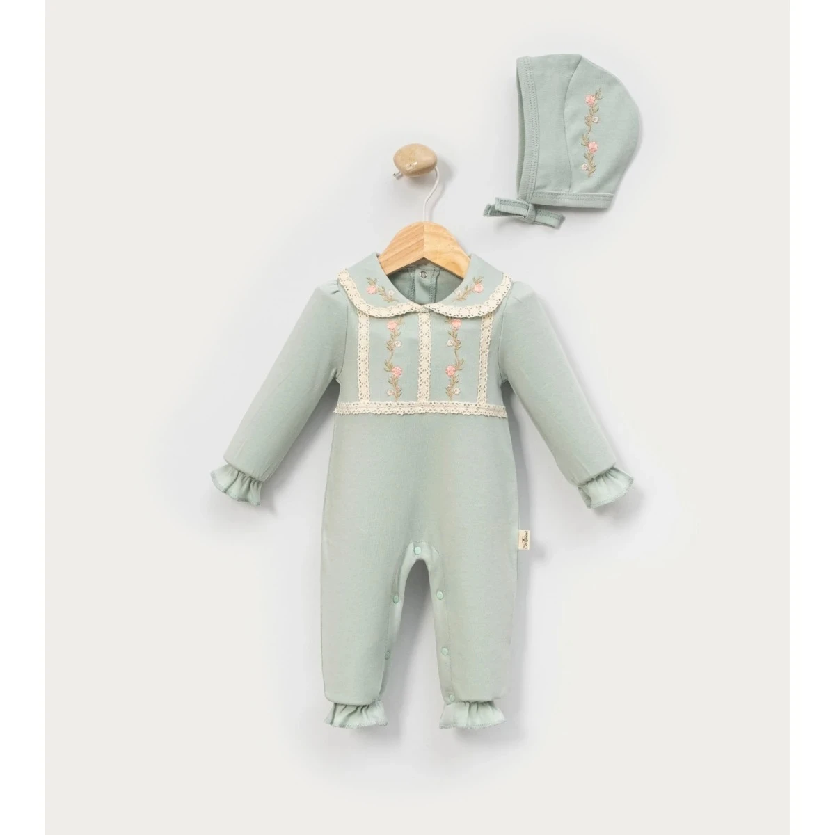 ÇİÇEK NAKIŞLI KIZ BEBE TULUM 1153
