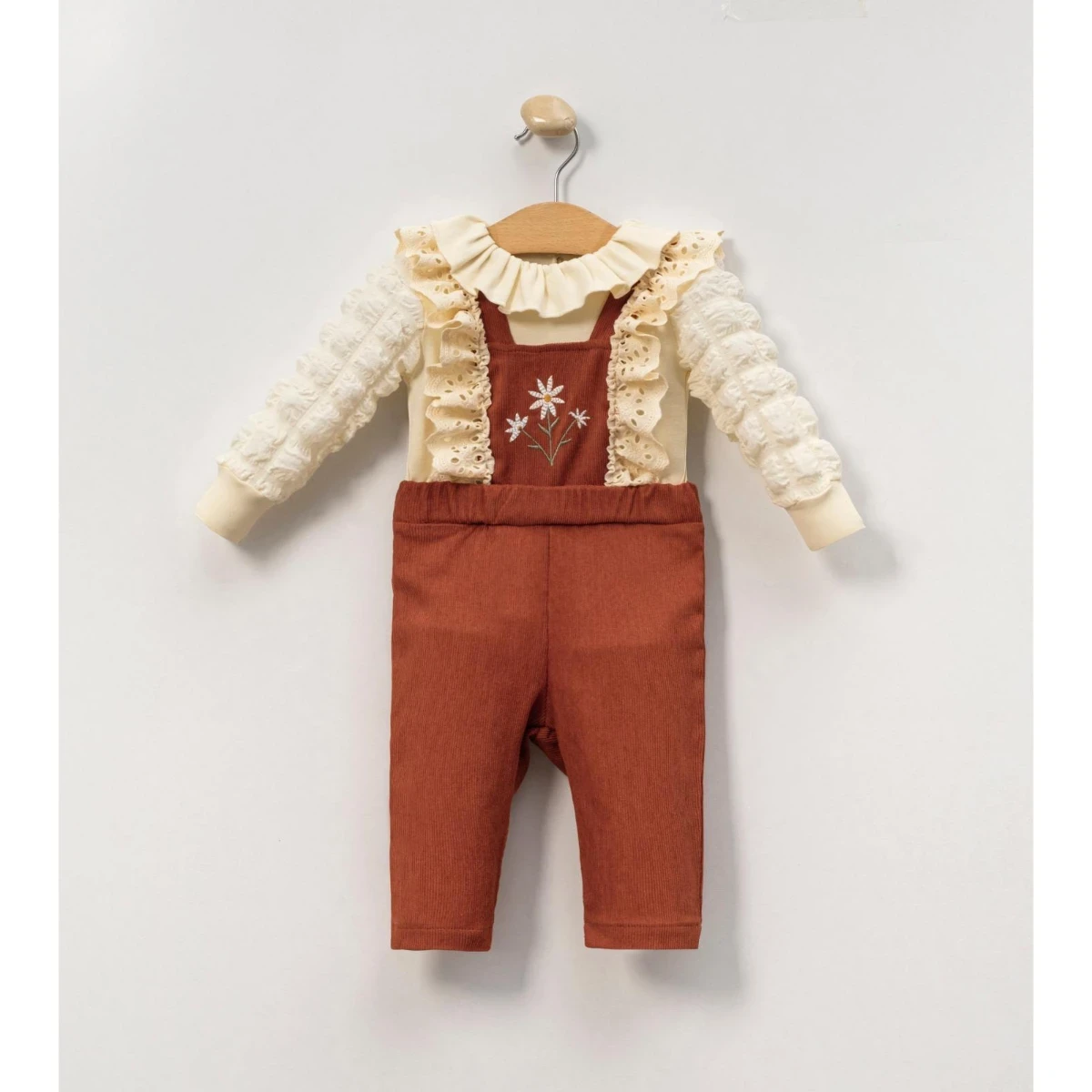 ÇİÇEK NAKIŞLI YAKALI BELLA LACE KIZ BEBE SLOPET 1130