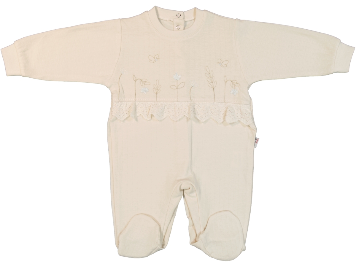 ÇİÇEK VE KELEBEK NAKIŞLI PENYE BEBE TULUM 2429