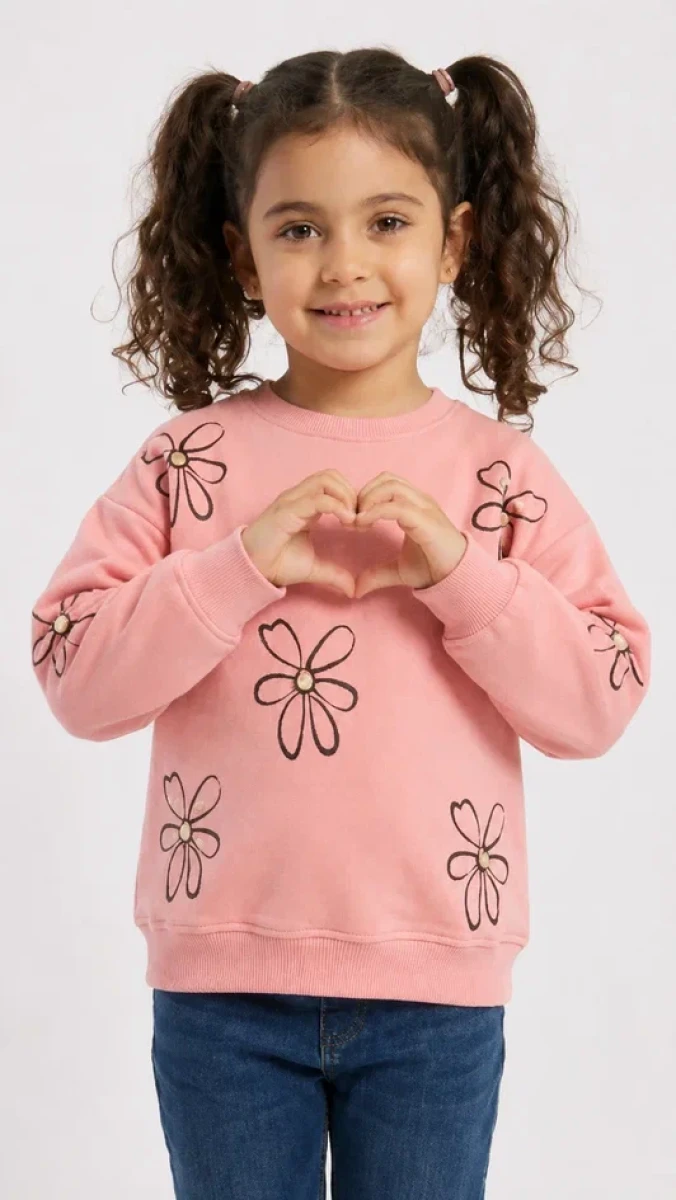 ÇİÇEKLİ 2 İP KIZ ÇOCUK SWEAT R26647
