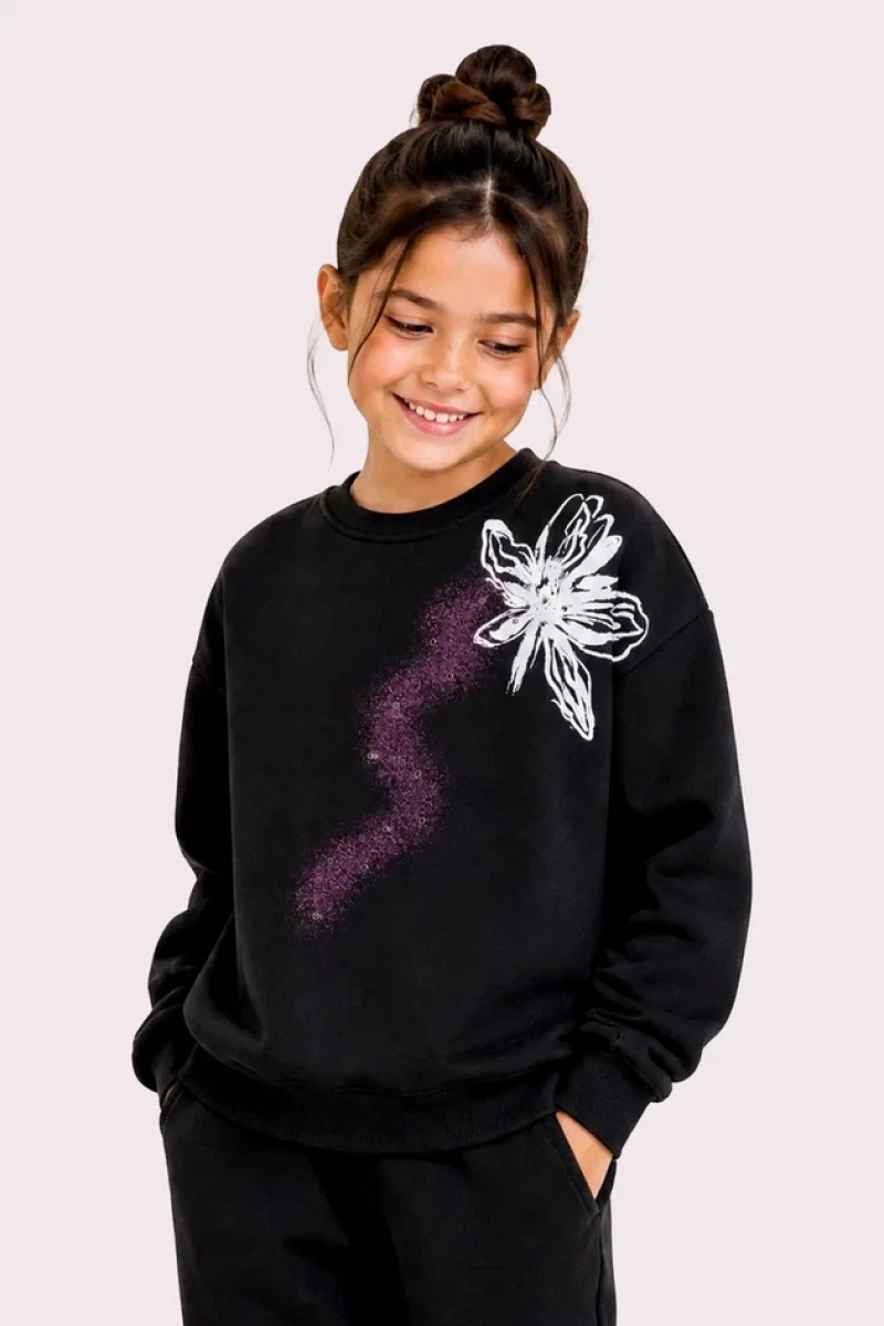 ÇİÇEKLİ 3 İP KIZ ÇOCUK SWEAT R26753