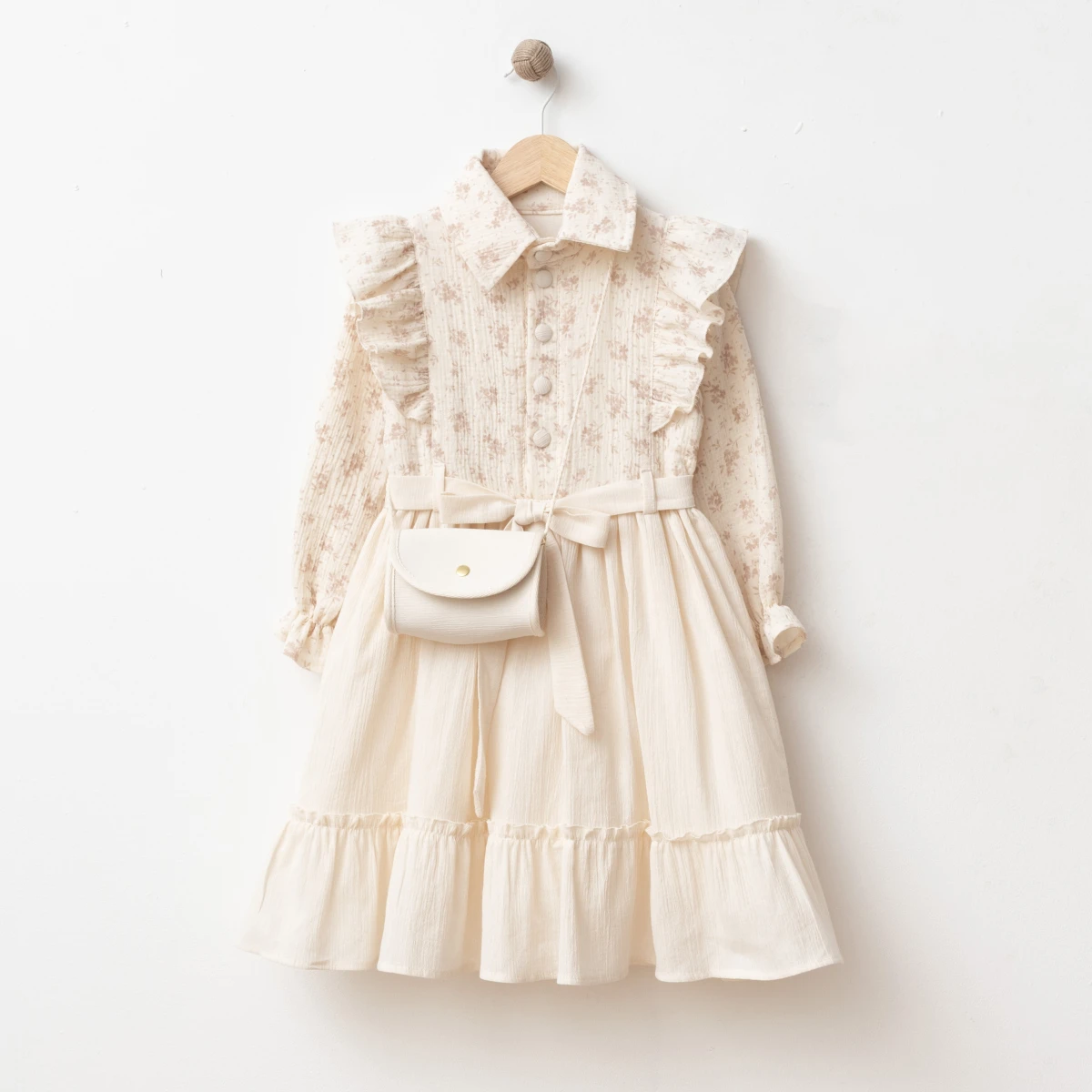 ÇİÇEKLİ FIRFIRLI KIZ ÇOCUK ELBİSE 6101