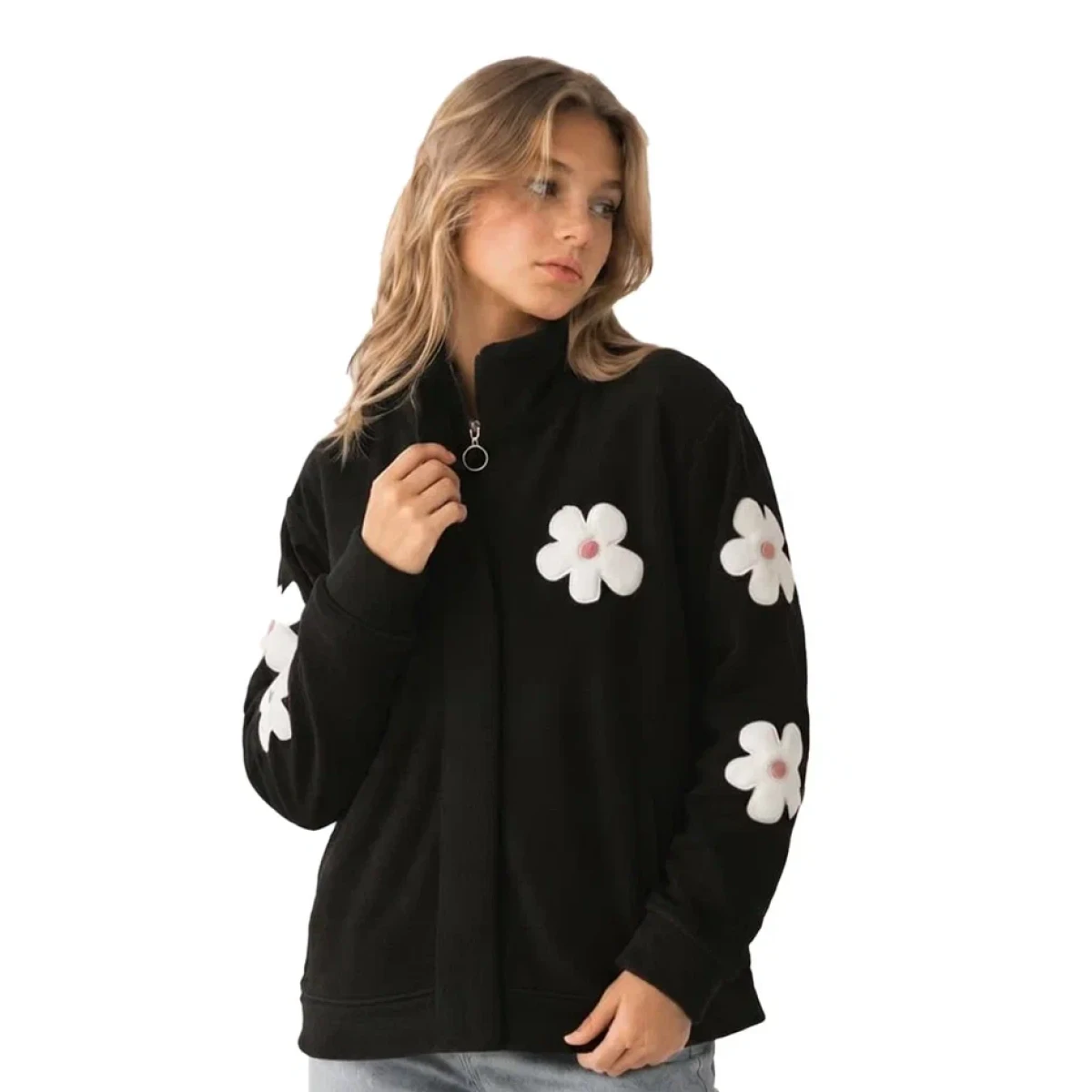 ÇİÇEKLİ KIZ ÇOCUK POLAR CEKET R26881