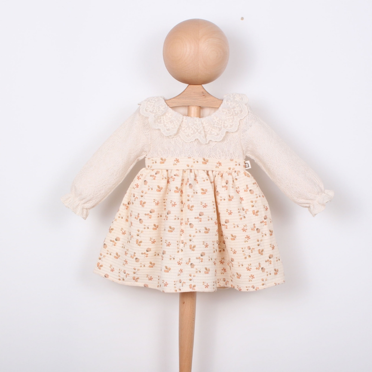ÇİÇEKLİ YAKA DANTELLİ KIZ BEBE ELBİSE 1378