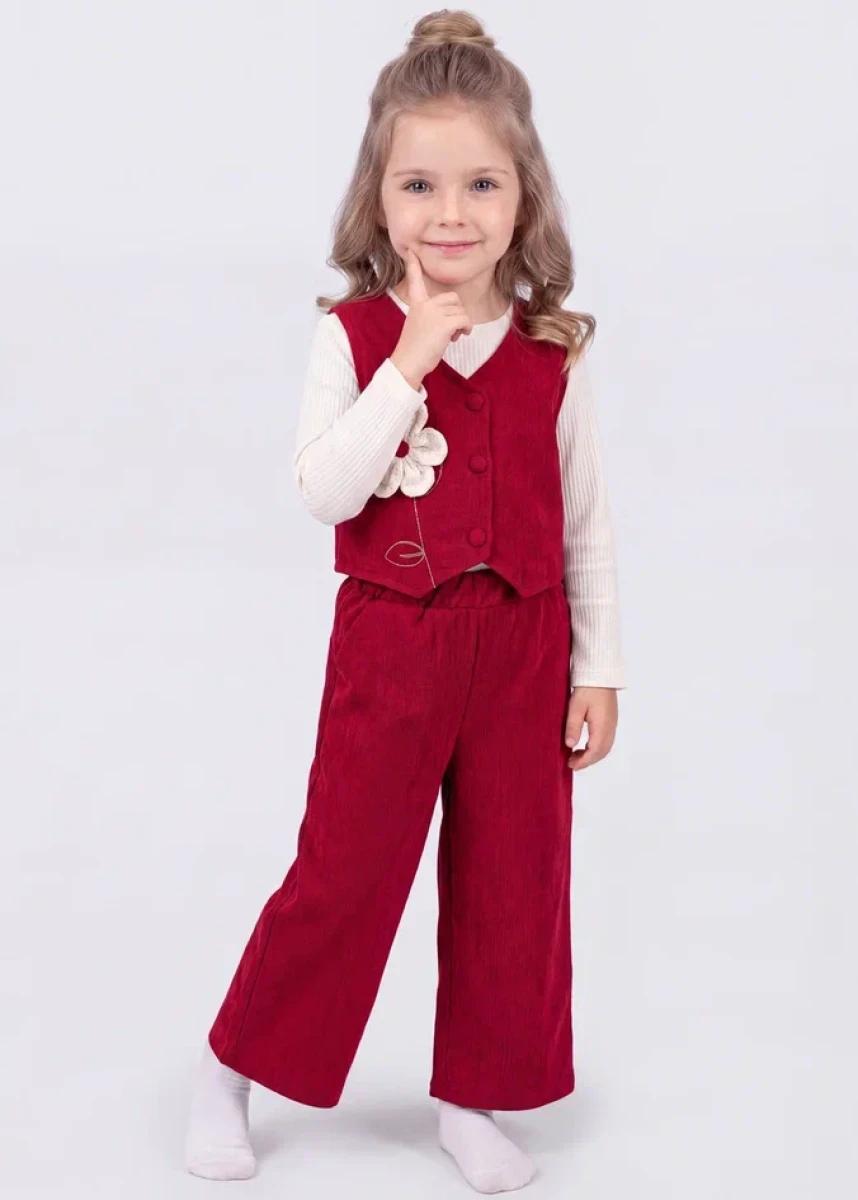 ÇİÇEKLİ YELEKLİ KIZ ÇOCUK TAKIM 5208