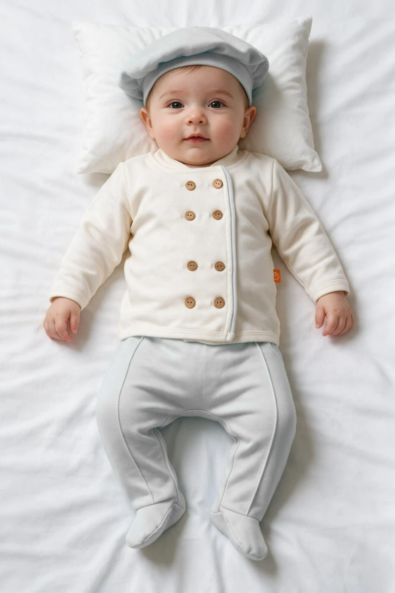 ÇİFT DÜĞMELİ PAMUKLU 5 Lİ ERKEK BEBE ZIBIN SET 6278