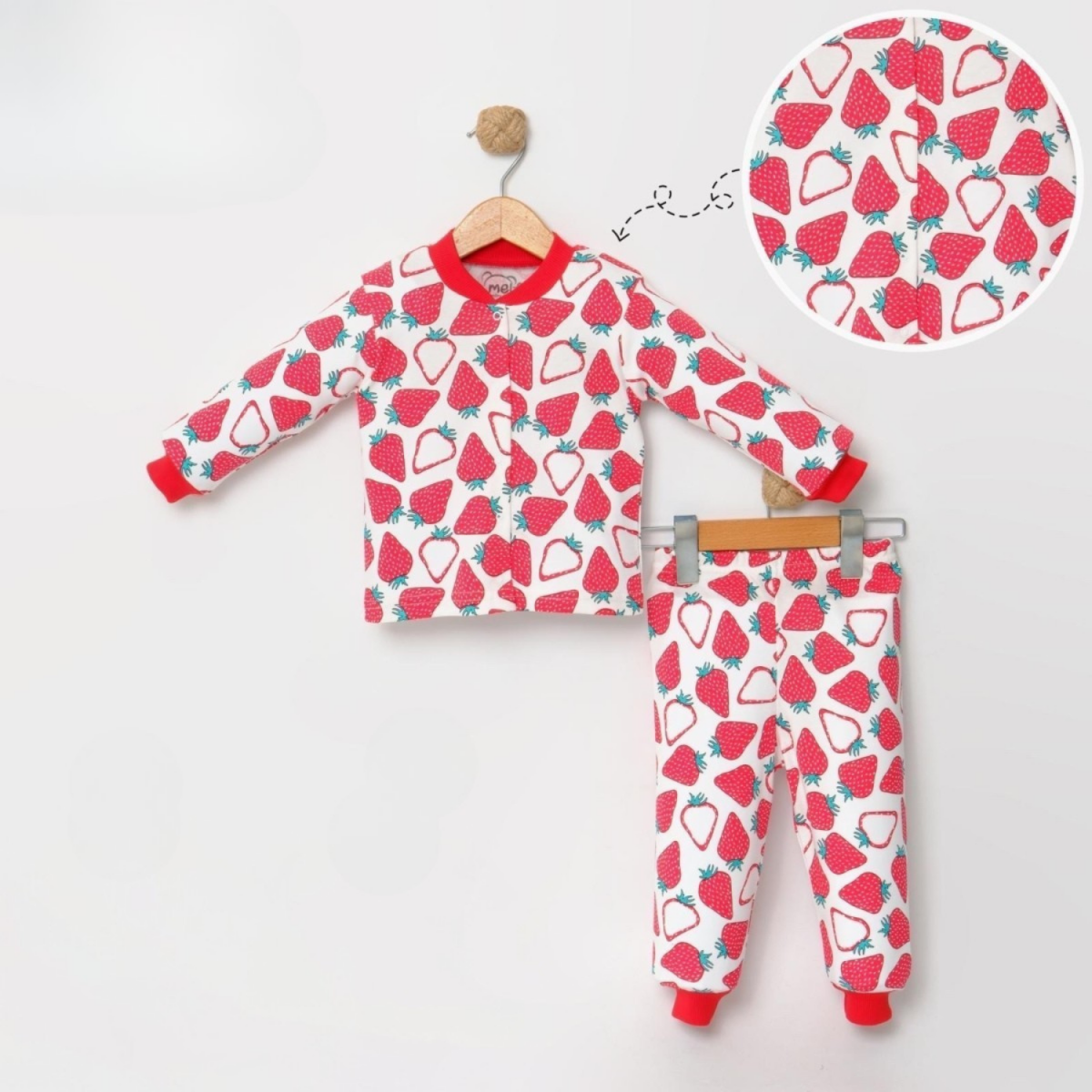 ÇITÇITLI ÇİLEK BASKILI BEBE PİJAMA TAKIM 0724