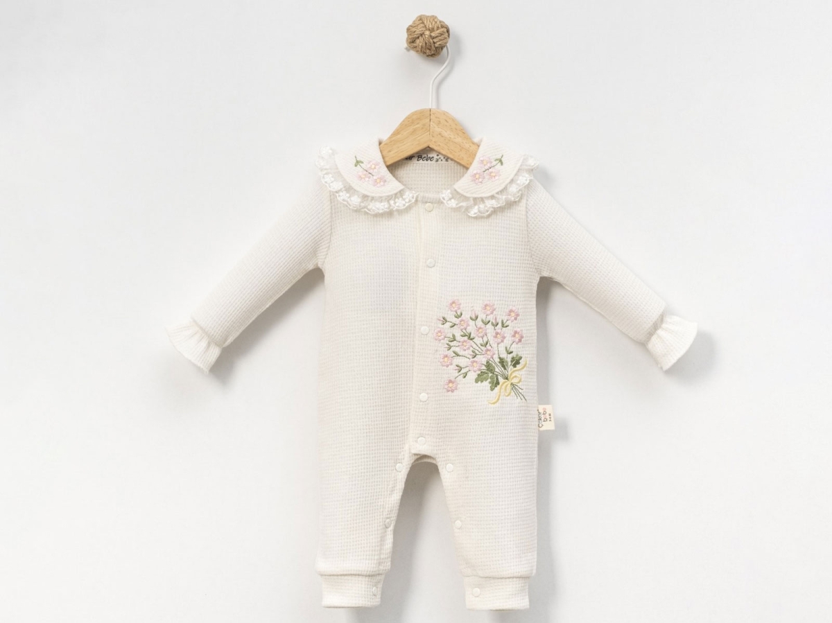 ÇITIR ÇİÇEK NAKIŞLI YAKALI BEBE TULUM 8027