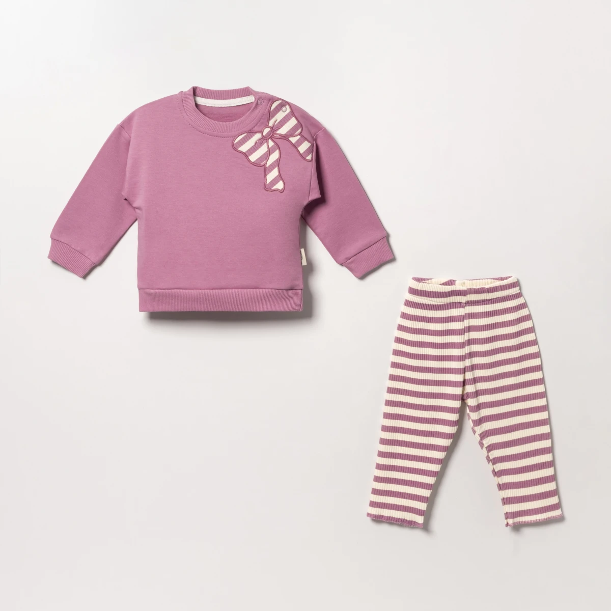 ÇİZGİ FİYONKLU 2 İP KIZ BEBE TAKIM 4122