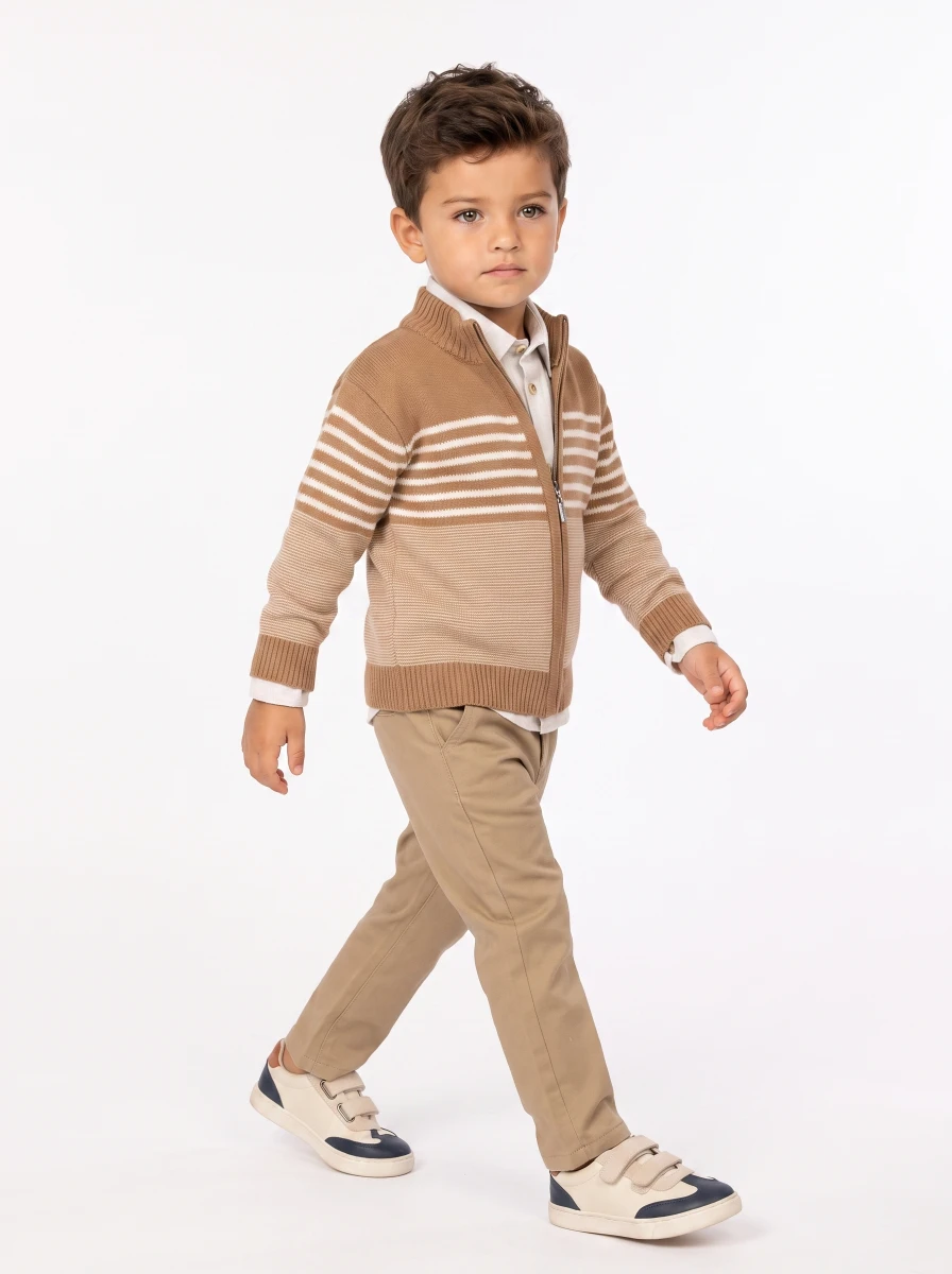 ÇİZGİ TRİKO HIRKALI 3 LÜ ERKEK BEBE TAKIM 3008