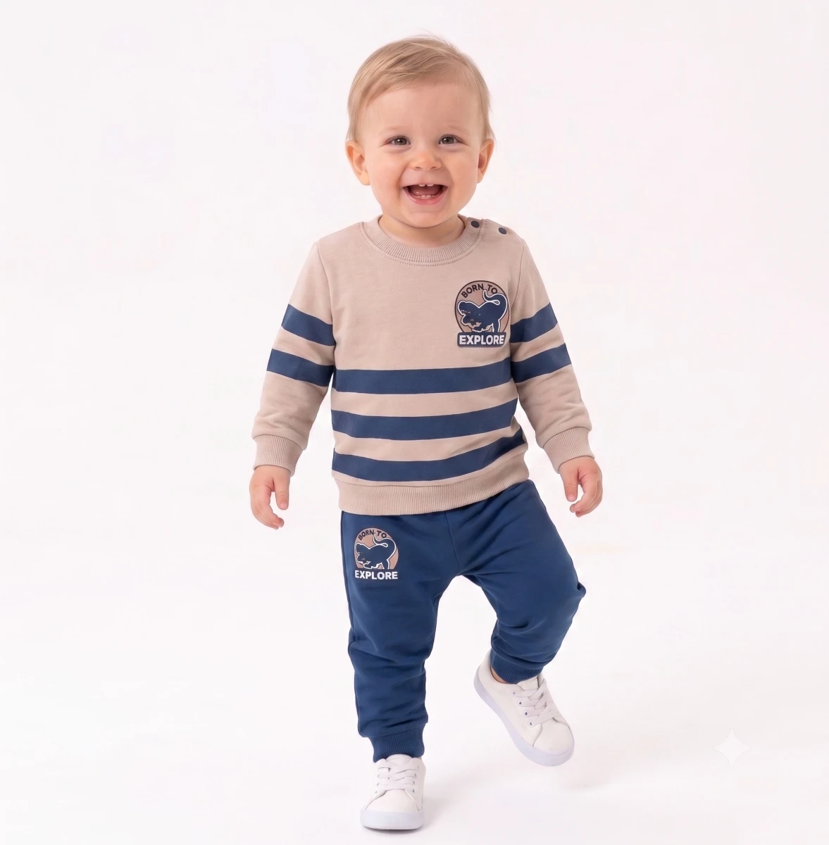 ÇİZGİLİ BASKILI İKİ İP ERKEK BEBE TAKIM 27200