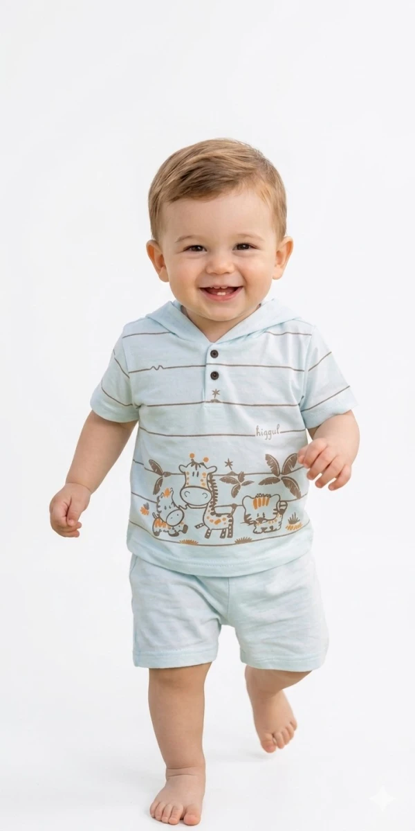 ÇİZGİLİ DESENLİ ERKEK BEBE 2 Lİ TAKIM 7072
