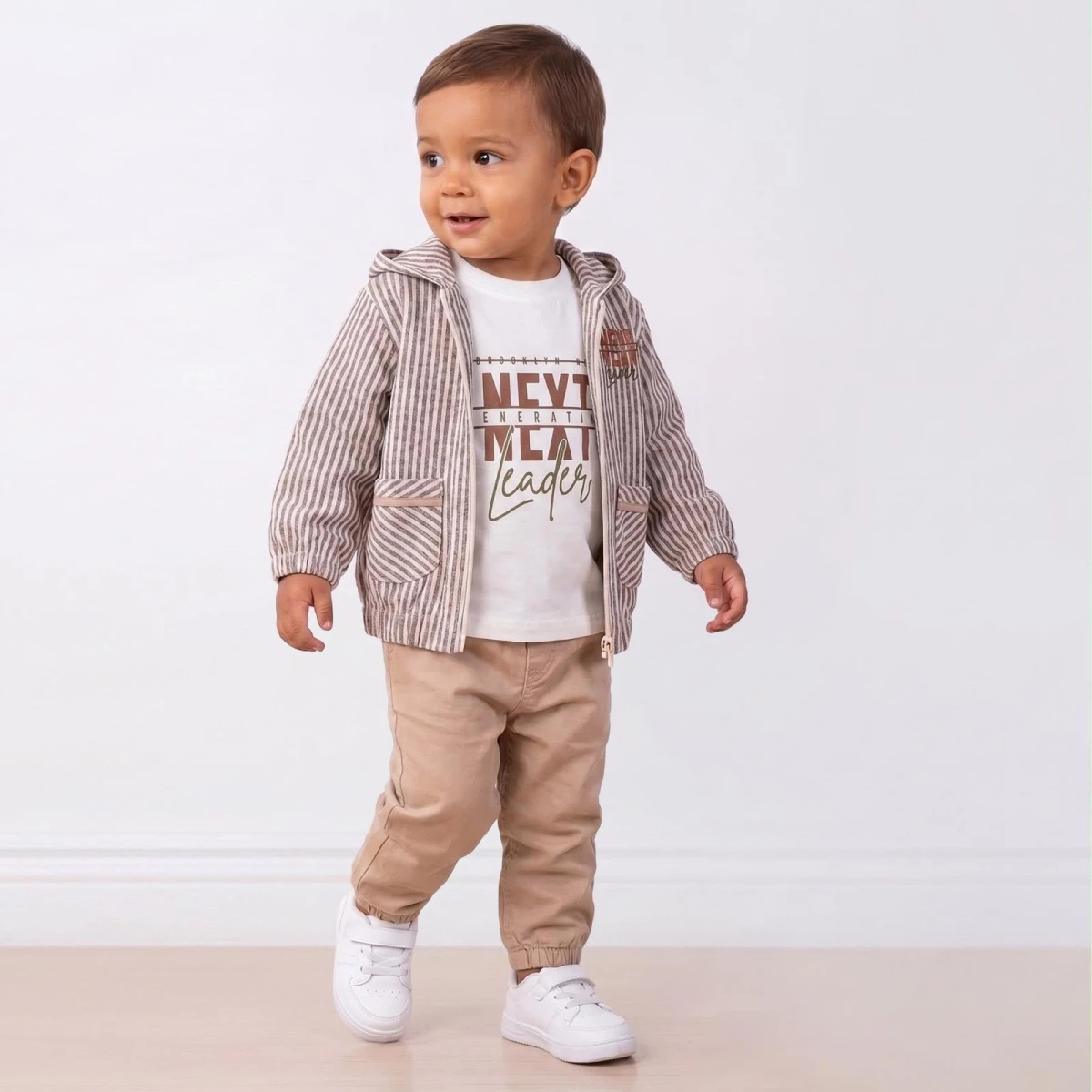 ÇİZGİLİ KAPÜŞONLU 3 LÜ ERKEK BEBE TAKIM 6358