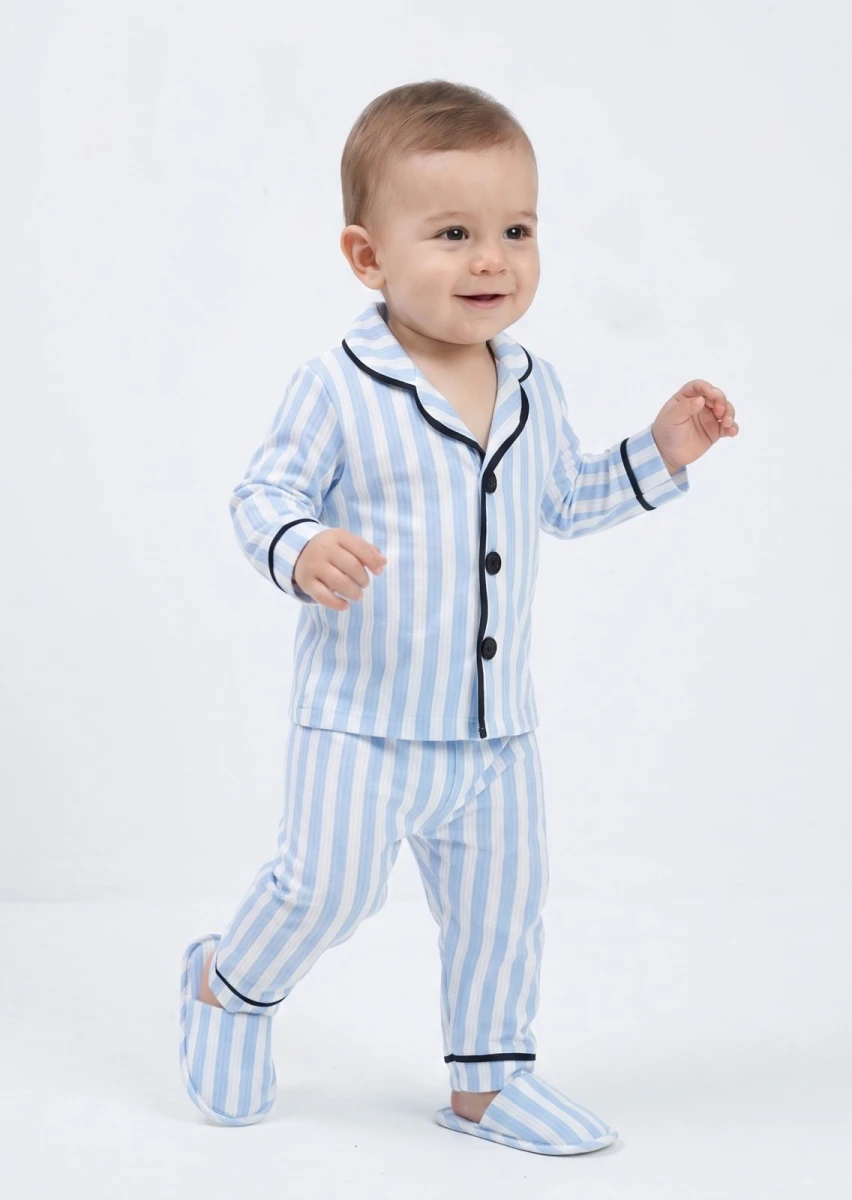 ÇİZGİLİ TERLİKLİ ÇOCUK PİJAMA TAKIMI 4092