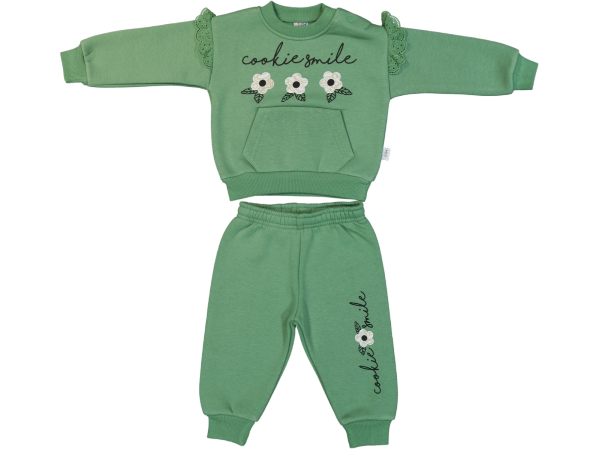 COOKİE SMILE BASKILI 3 İP KIZ BEBE TAKIM 25881