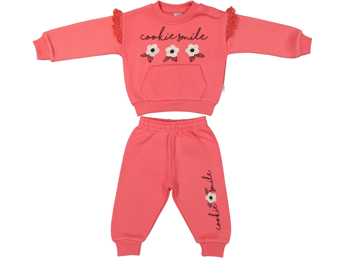 COOKİE SMILE BASKILI 3 İP KIZ BEBE TAKIM 25881