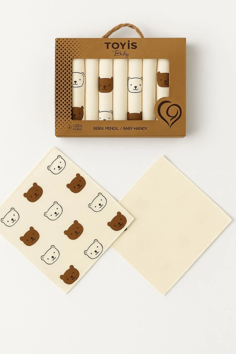 CRAFT KUTULU 7 Lİ AYICIK DESEN PENYE BEBE MENDİL 10350