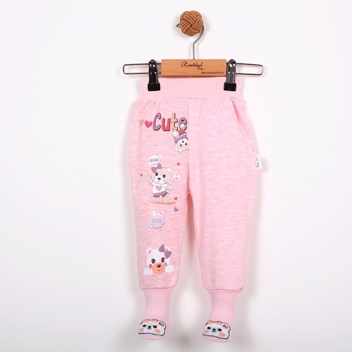 CUTE AYICIK BASKILI ÇORAPLI BEBE TEK ALT 5347