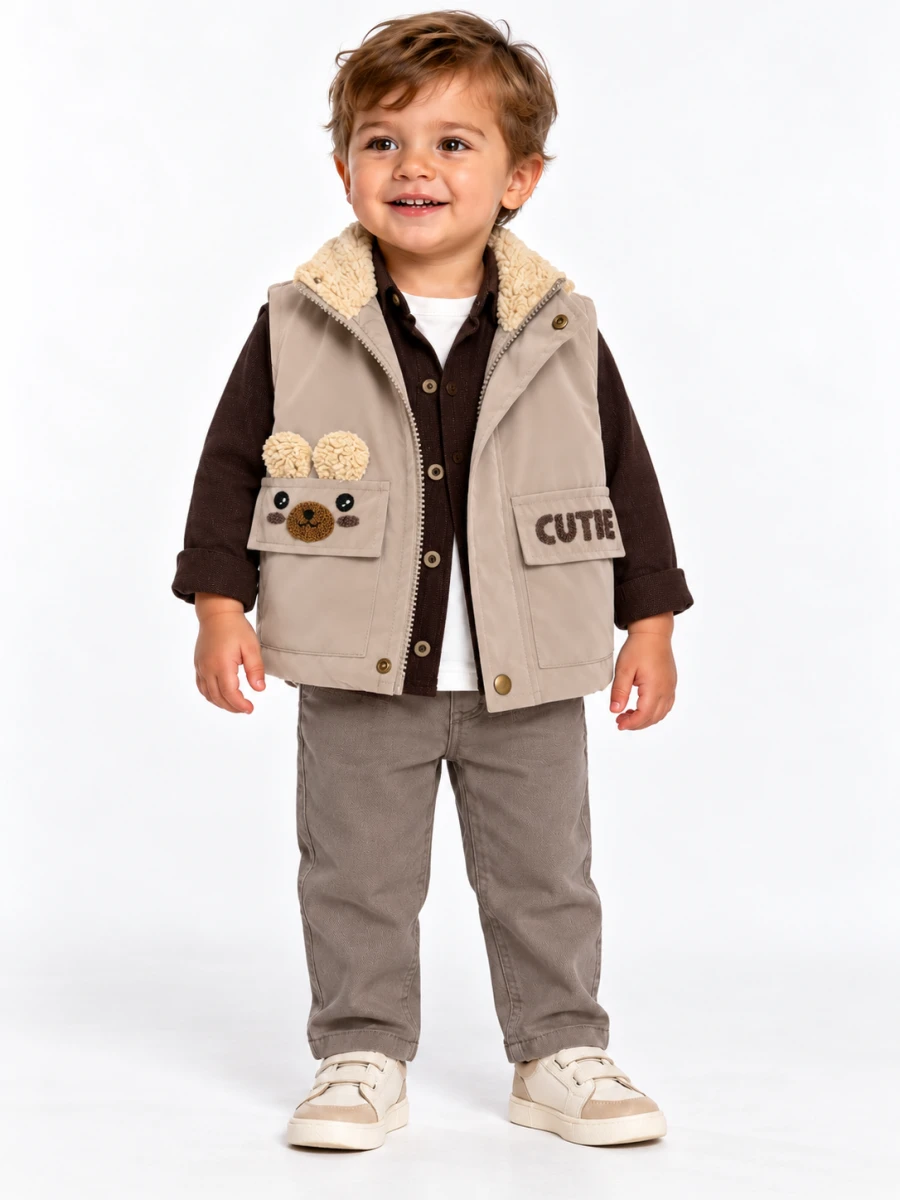 CUTE SÜZENE DETAY YELEKLİ 4 LÜ ERKEK BEBE TAKIM 3918